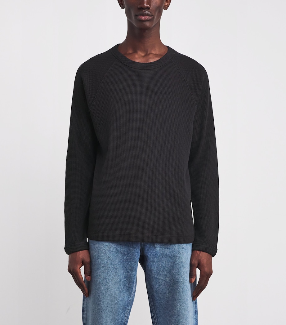 Cotton-Blend Payson Waffle T-Shirt BLK Image 3