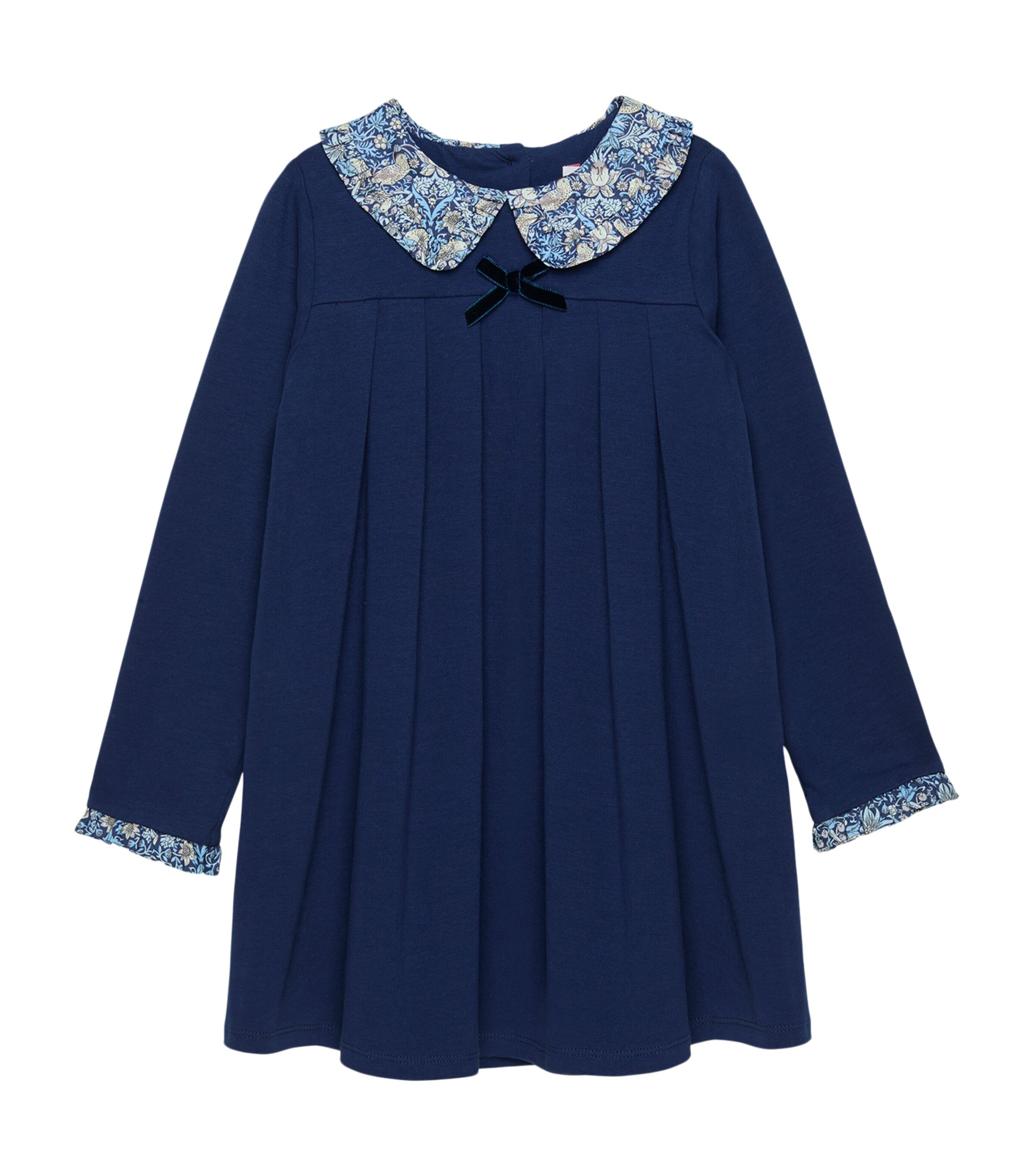 Stretch-Cotton Violet Dress (2-5 Years) NAVY/BLUE STRAW THIE Image 1