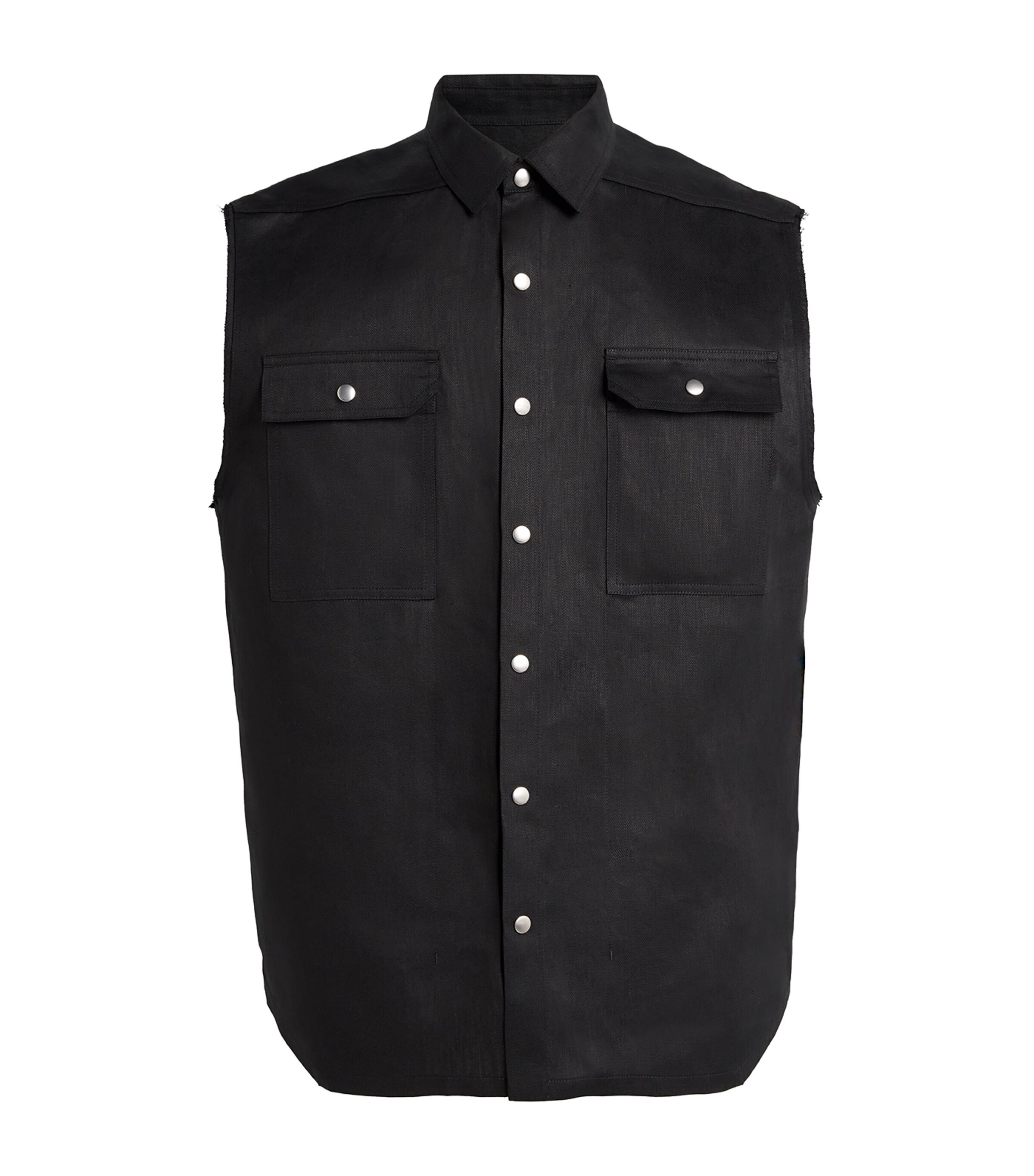 Linen Twill Sleeveless Overshirt 09/BLACK Image 1