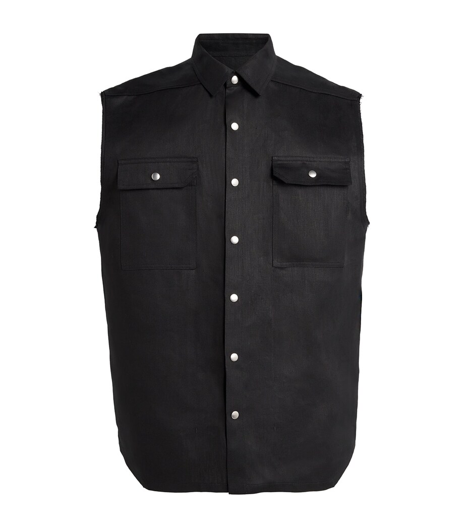Linen Twill Sleeveless Overshirt 09/BLACK Image 1