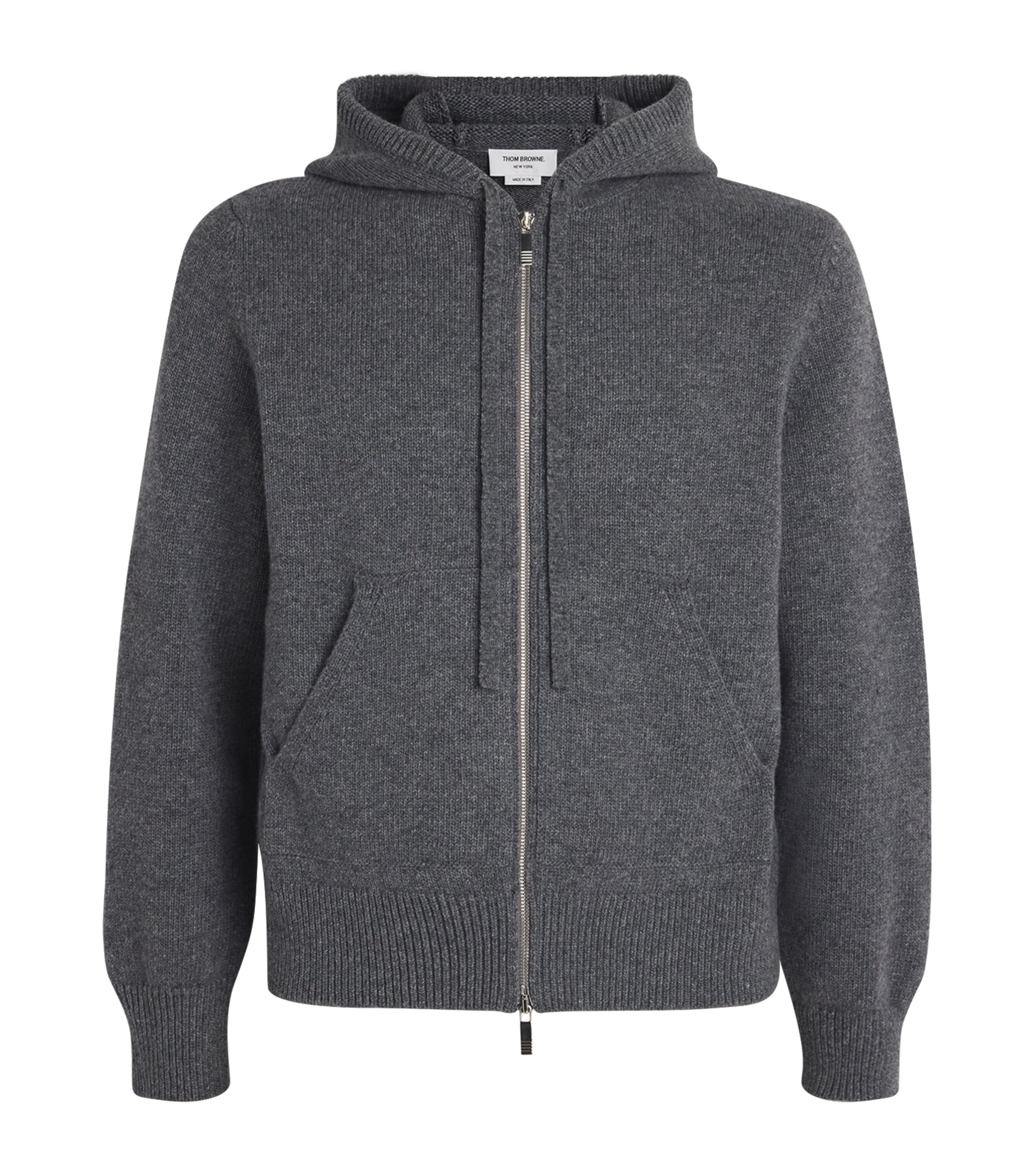 Merino Wool Geese Zip-Up Hoodie MED GREY Image 1
