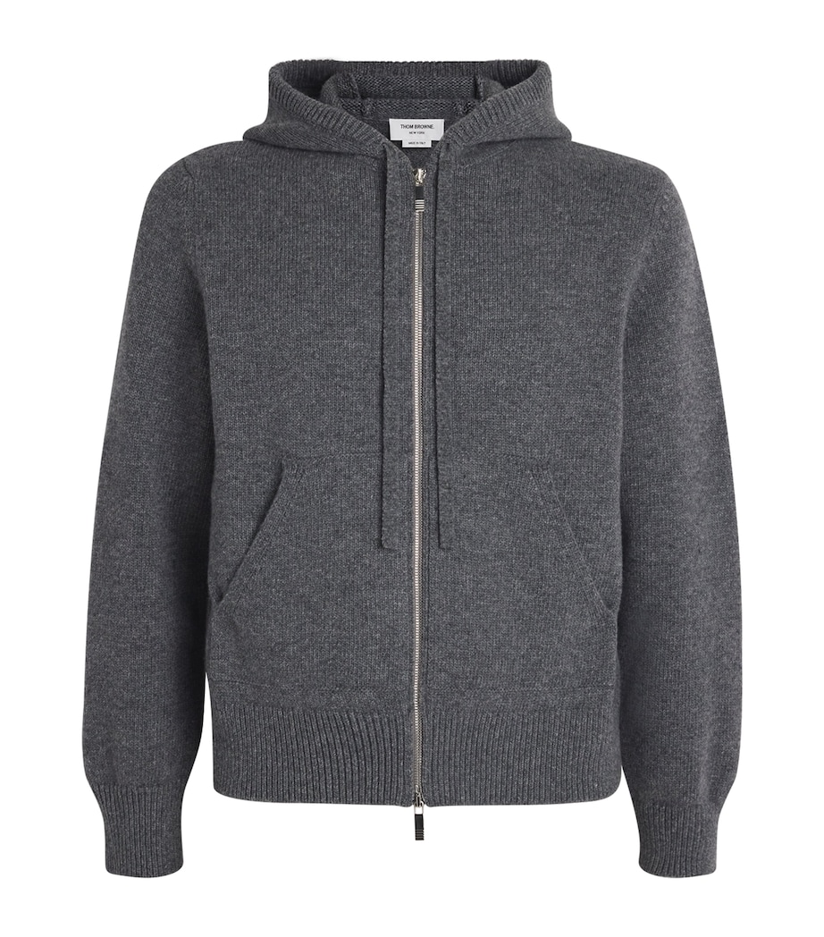 Merino Wool Geese Zip-Up Hoodie MED GREY Image 1