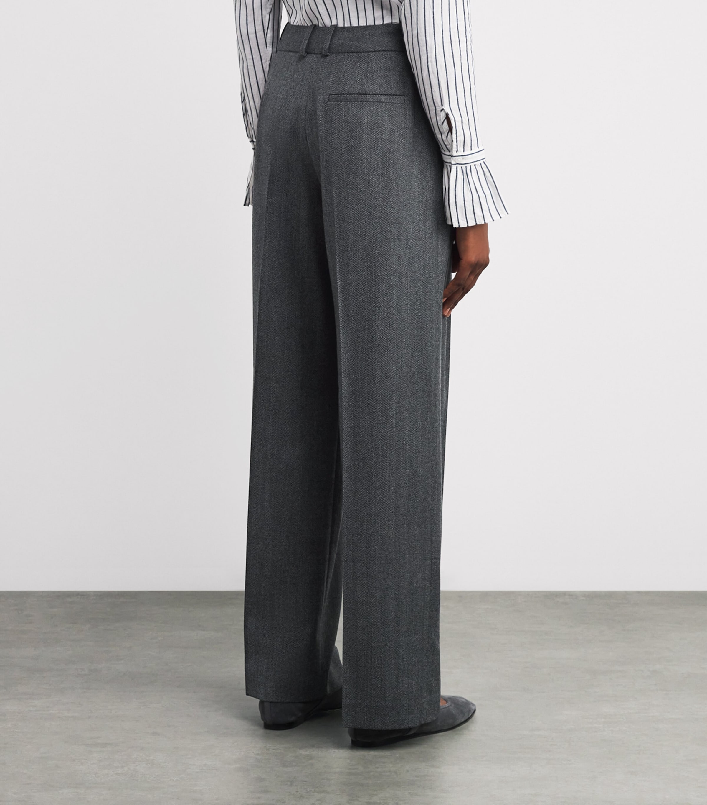 Wool Rampling Trousers GREY HERRINGBONE Image 4