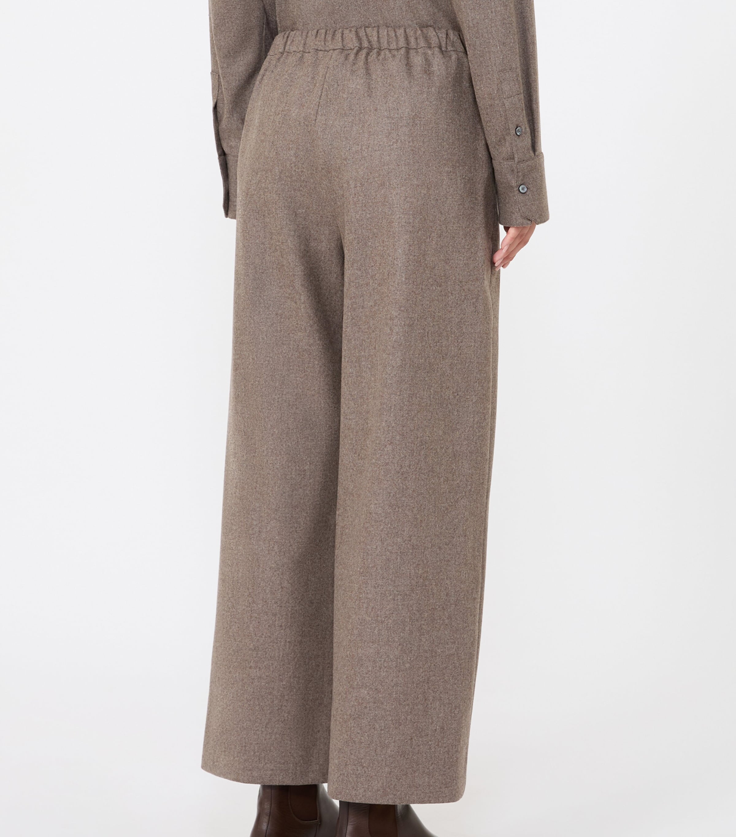 Max Mara Womens Stretch-Wool Drawstring Trousers Turtledove Image 3