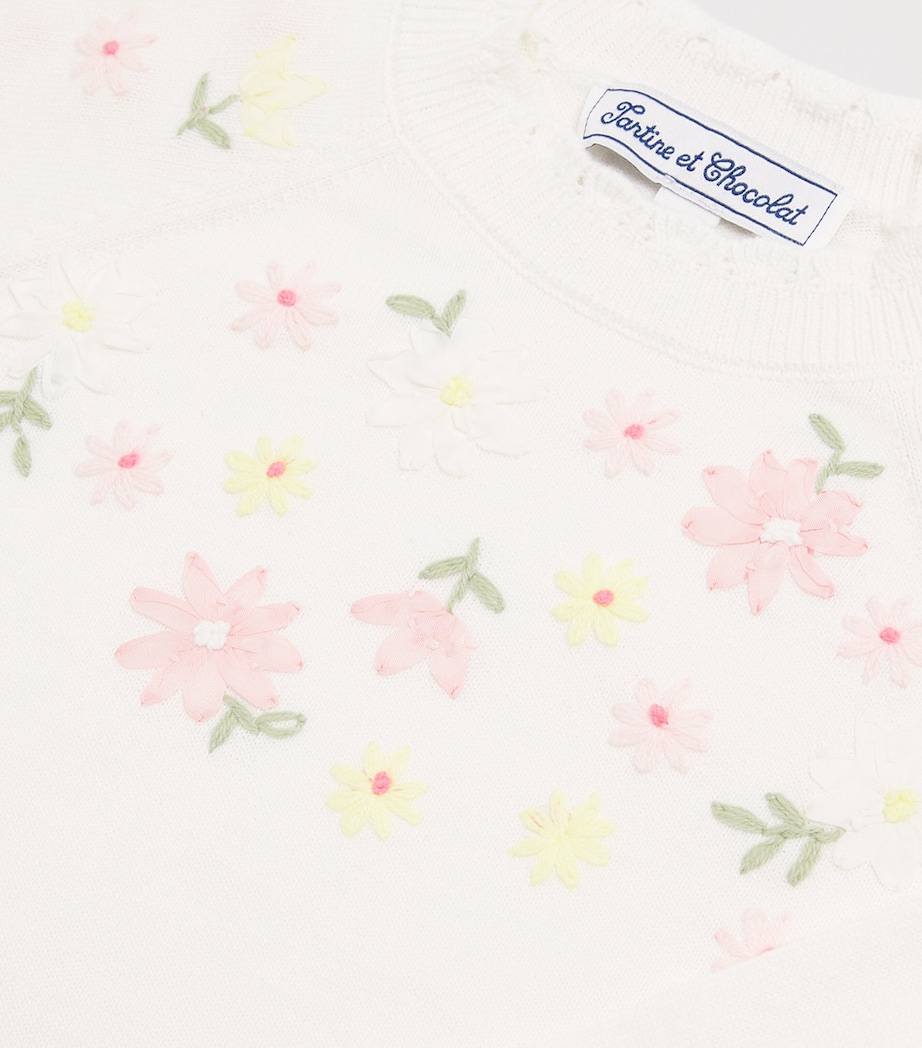 Cotton Floral Embroidered Sweater (2-12 Years) 13NACRE Image 3