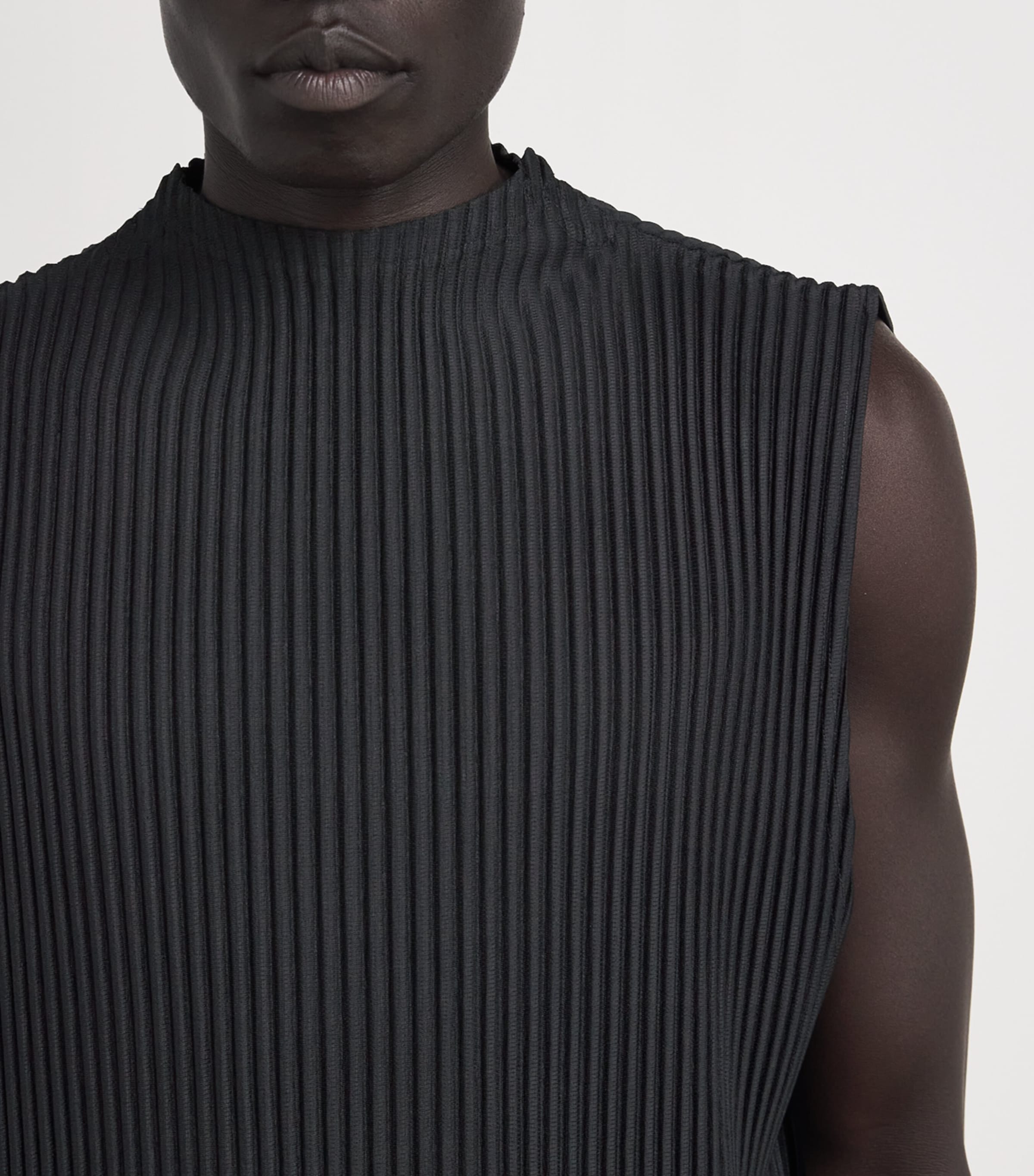 Homme Plissé Issey Miyake Black Pleated Tank Top | Harrods UK