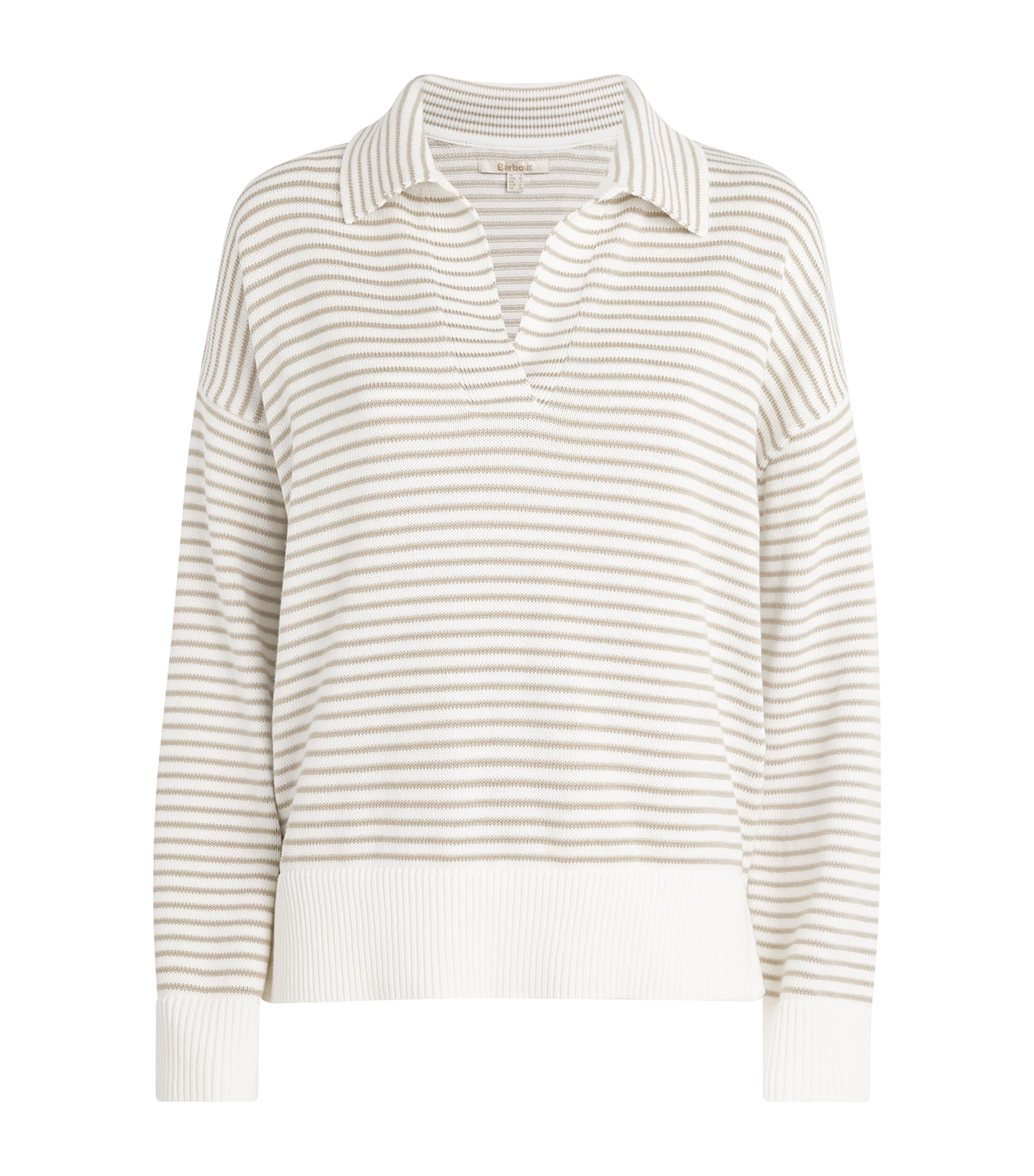 Barbour Womens Cotton Stripe Aylesby Sweater Cloud/sand Image 1