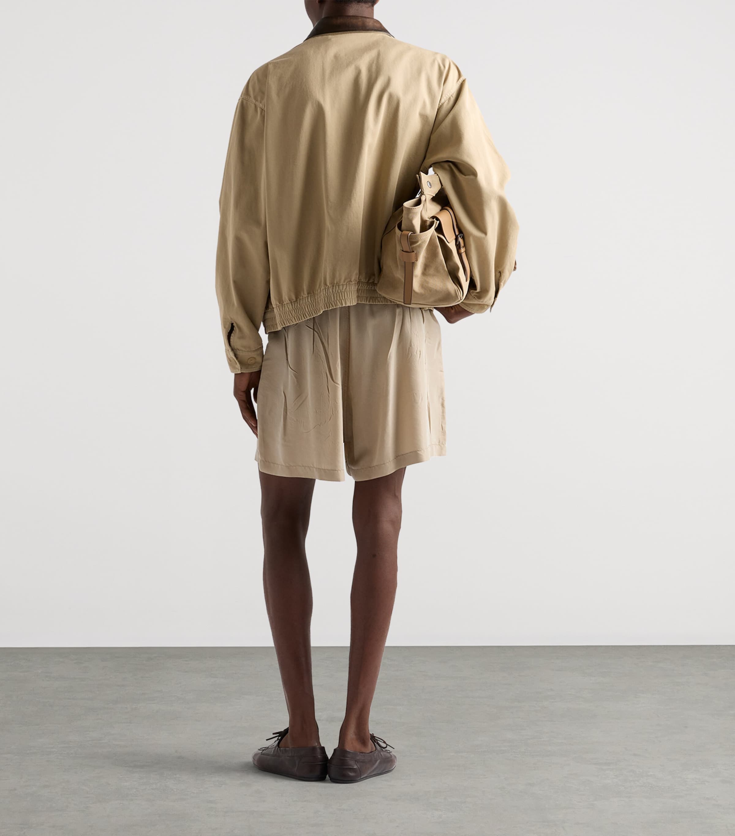 Prada Mens Silk Bermuda Shorts Neutral Image 4