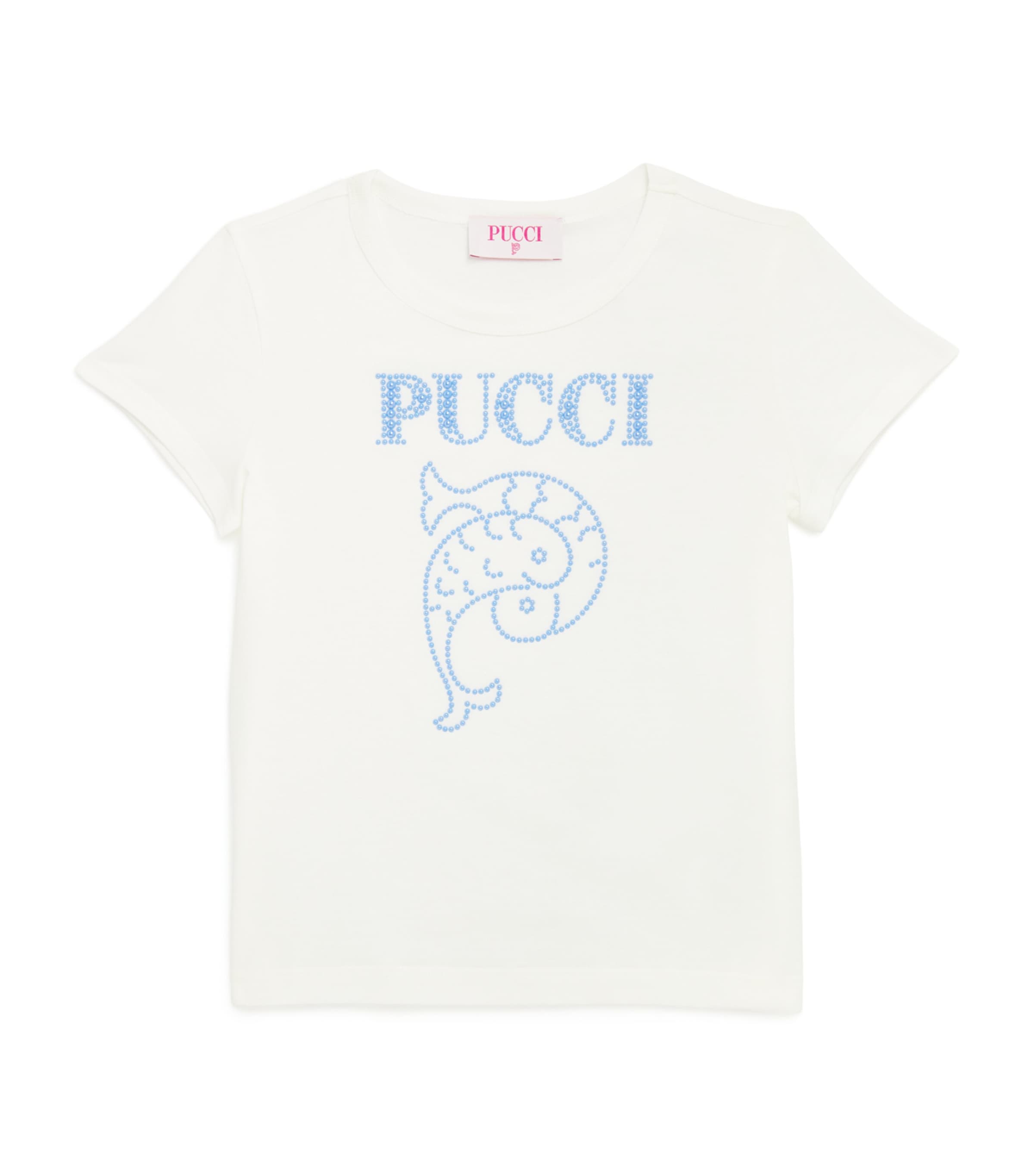 Shop Pucci Junior Cotton Fish T-shirt In Ivory