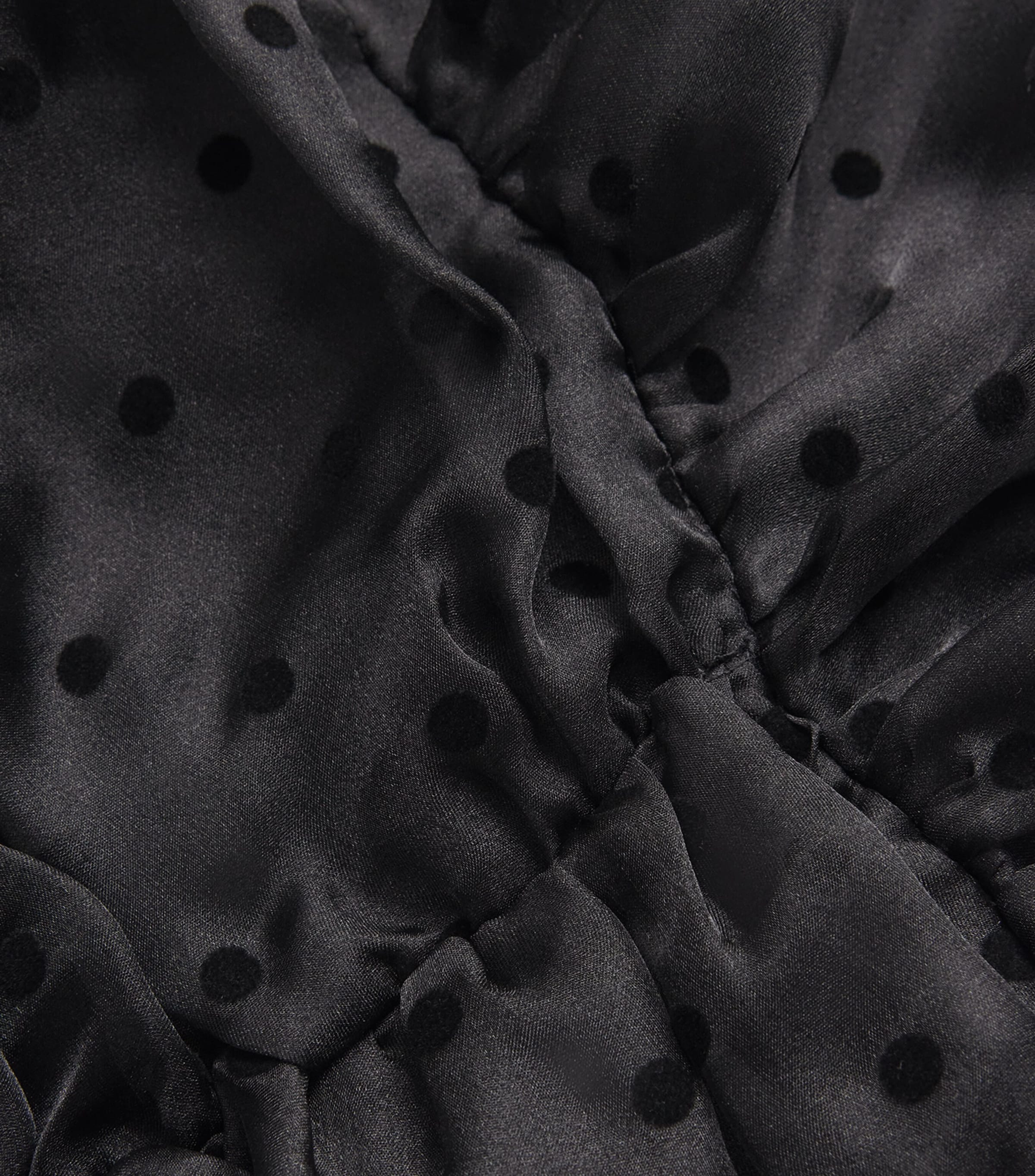GANNI Womens Organza Polka Dot Midi Dress Black Image 6