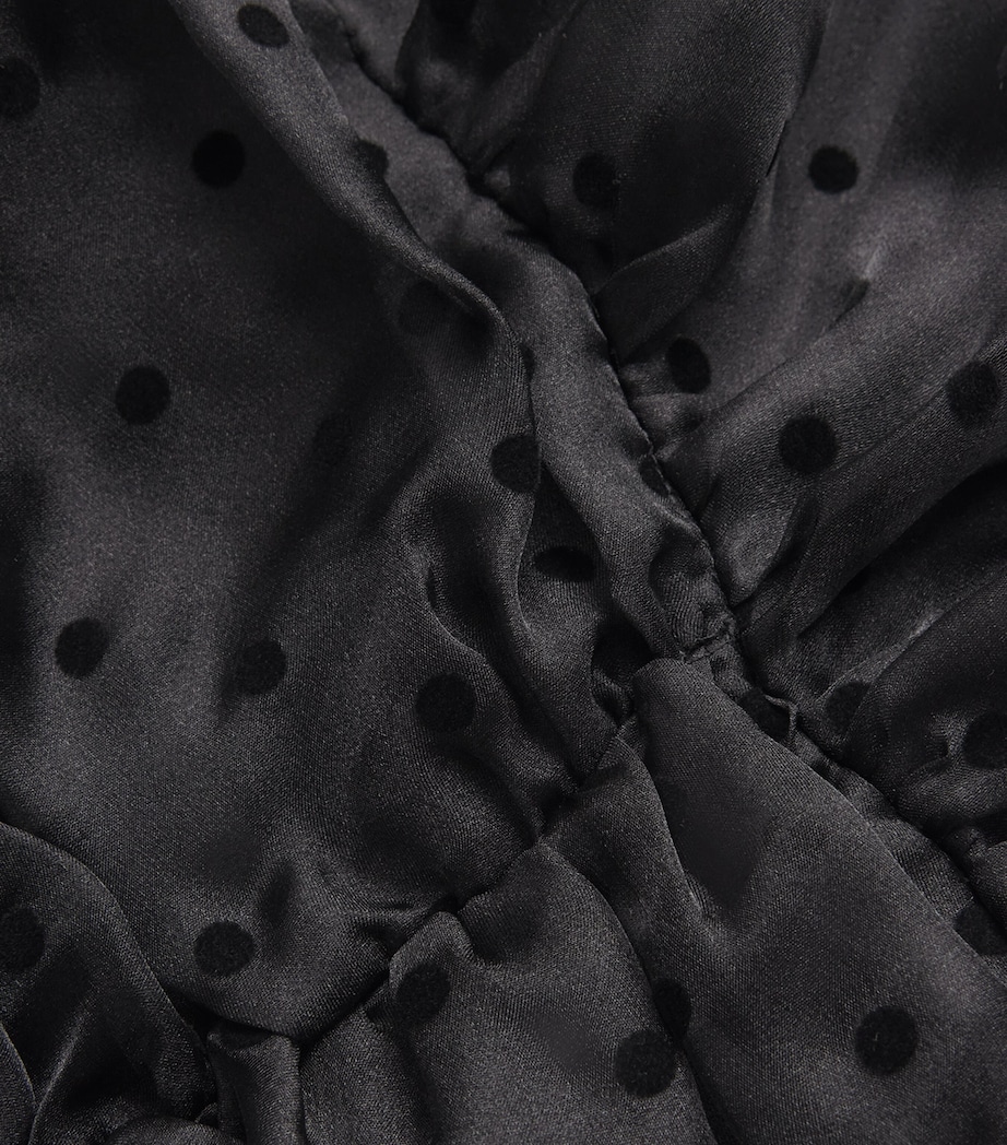 GANNI Womens Organza Polka Dot Midi Dress Black Image 6