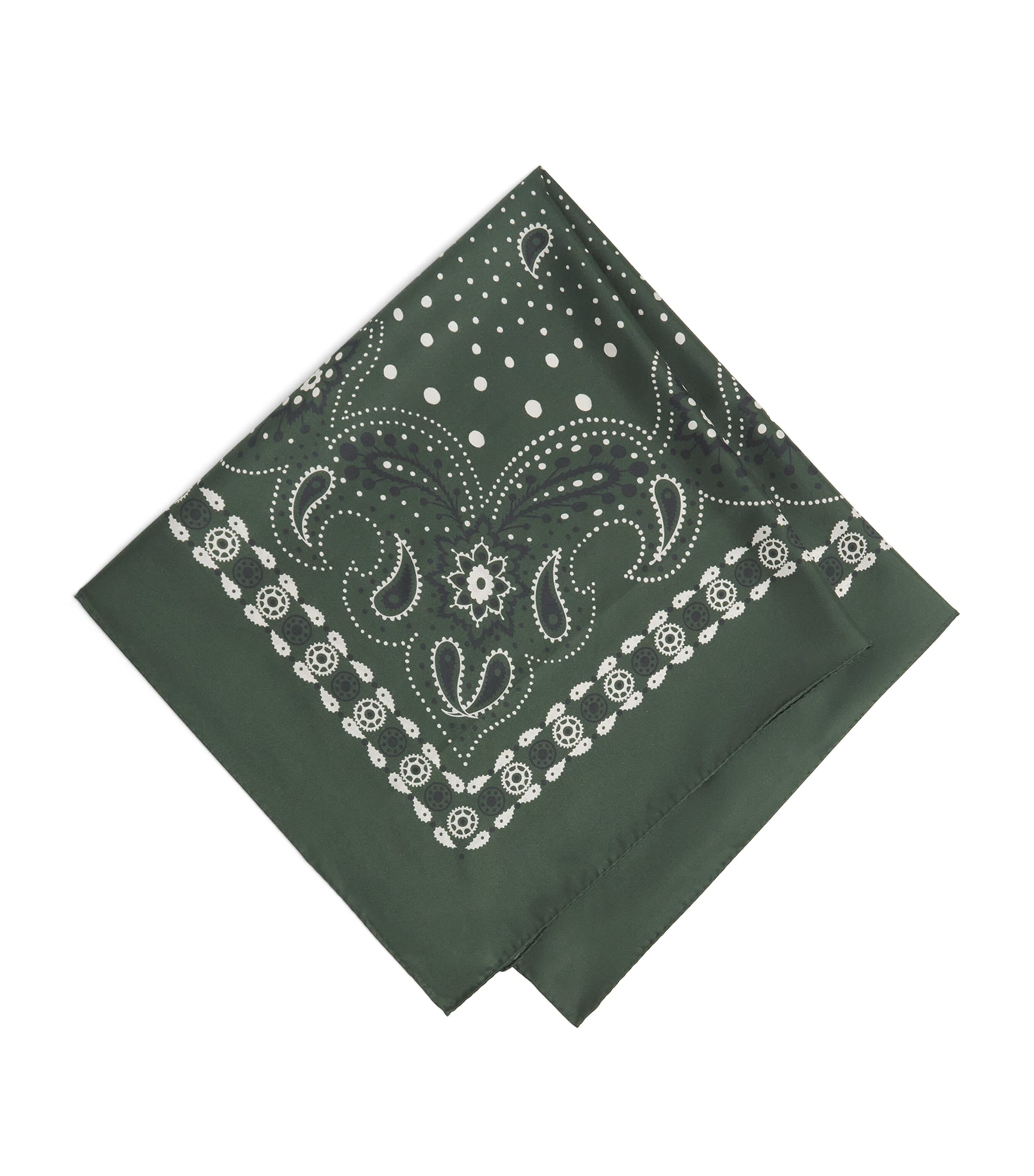 Silk Paisley Print Scarf GREEN Image 1