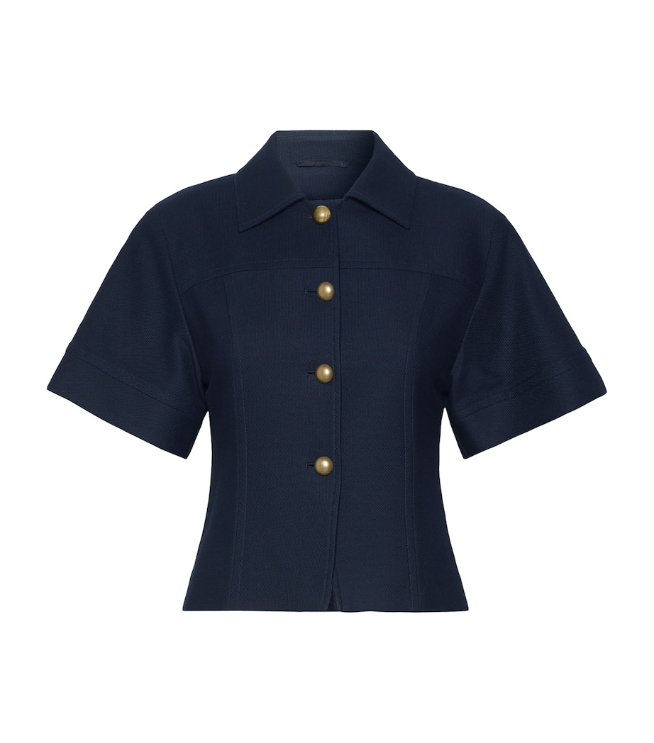 Max Mara Womens Cotton Slim-Fit Jacket Ultramarine Image 1