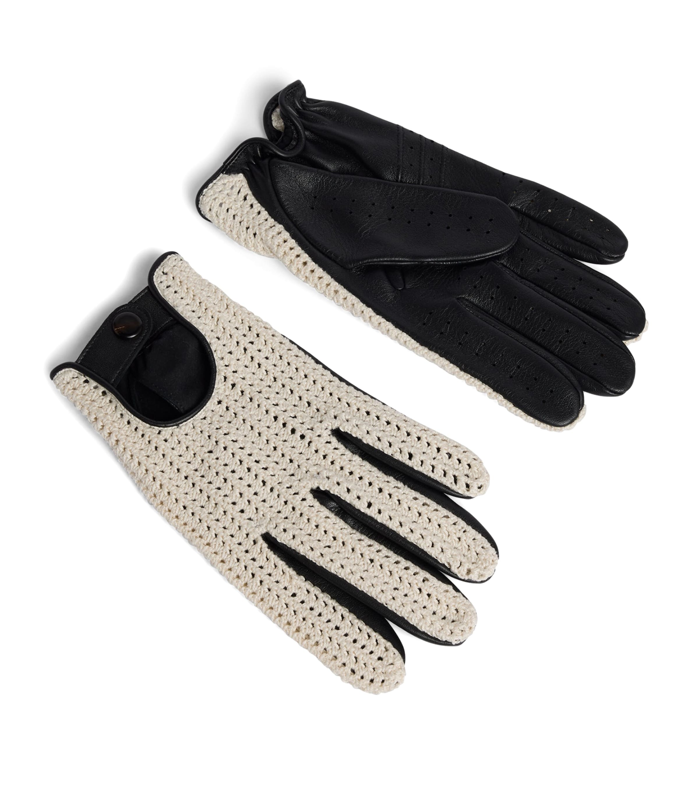 Dunhill Leather-Crochet Driving Gloves Image 1