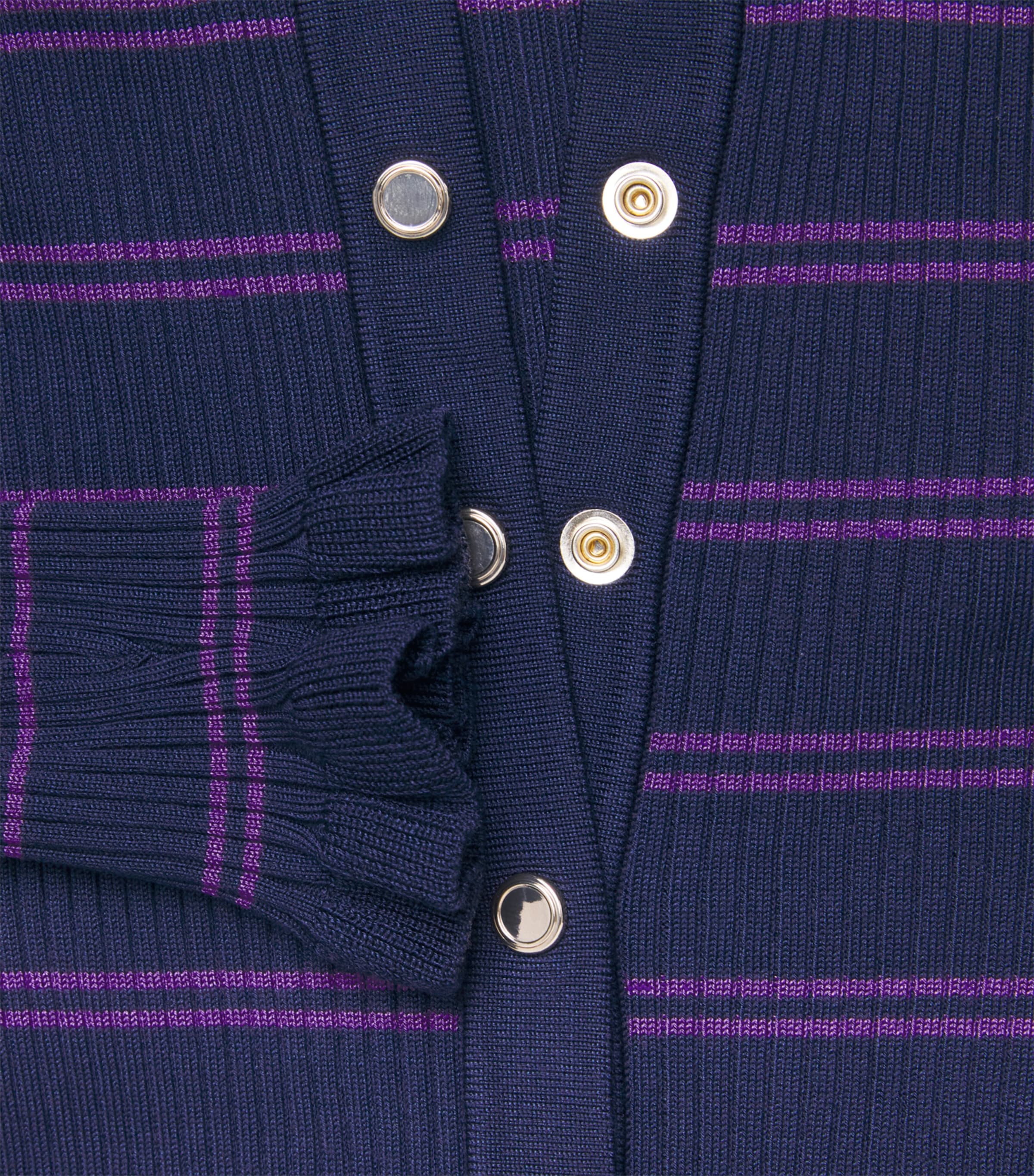 Sandro Paris Womens Knitted Stripe Cardigan Navy / Purple Image 6