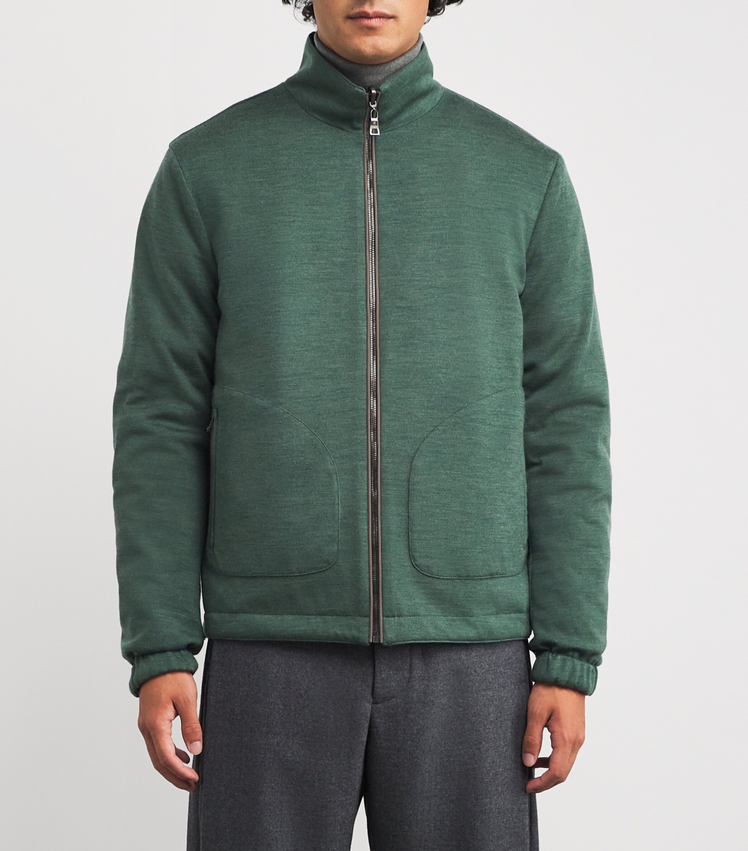 Fioroni Cashmere Mens Reversible Bomber Jacket Green Peruvian Image 6