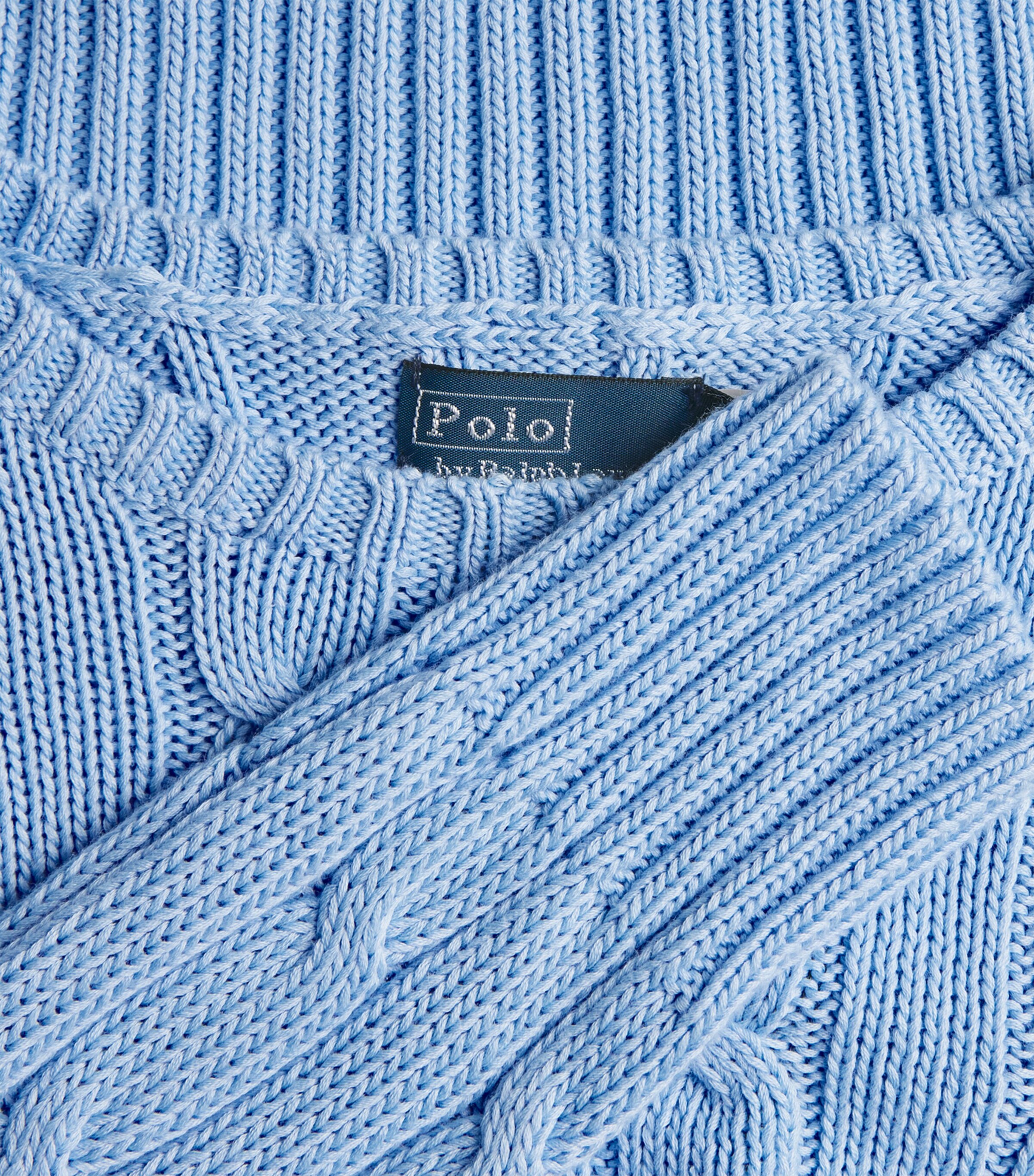 Polo Ralph Lauren Womens Cotton Cable-Knit Sweater Baby Blue Image 6