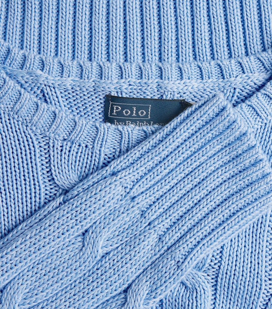 Polo Ralph Lauren Womens Cotton Cable-Knit Sweater Baby Blue Image 6