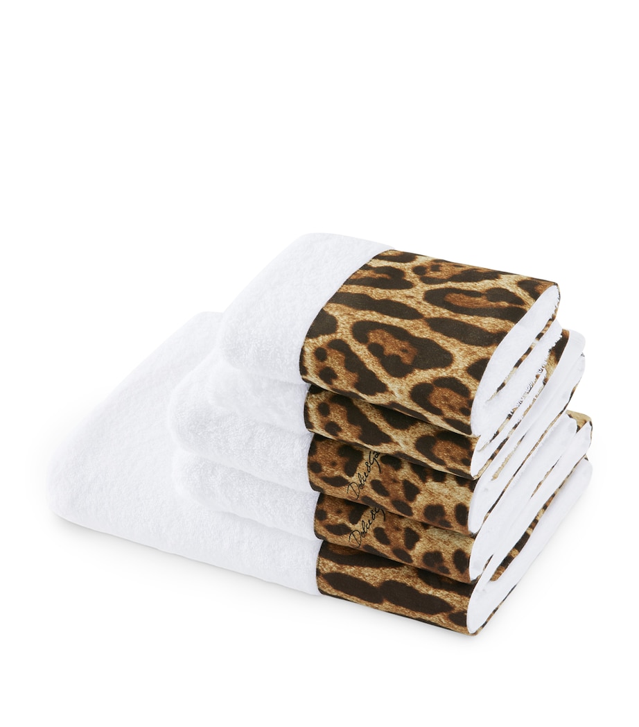Set of 5 Cotton Leopardo Bath Towels UL023 LEO F DO BIANC Image 1