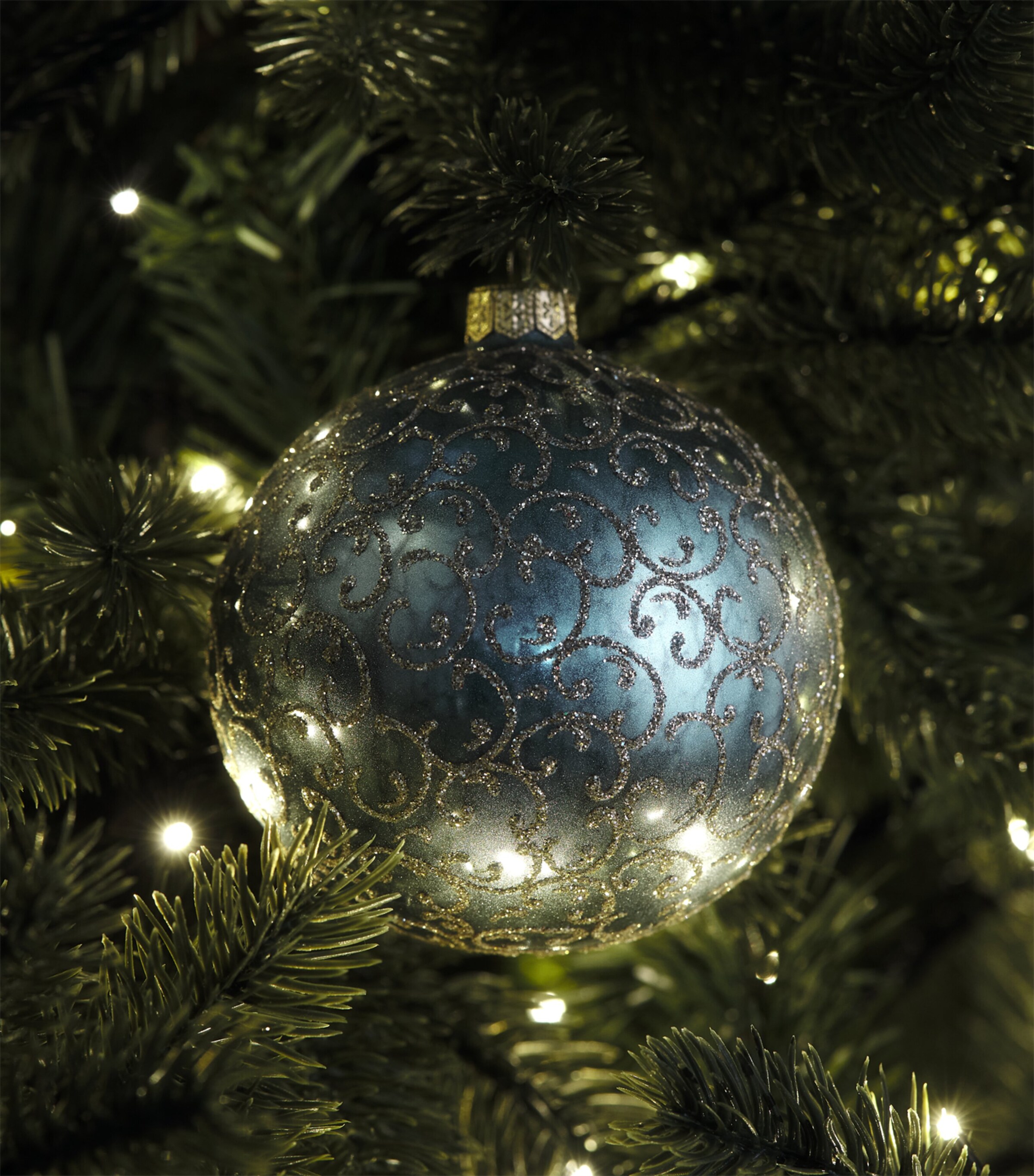 Harrods Glitter Swirl Bauble Mtd Bl Mtllic Effct Image 3