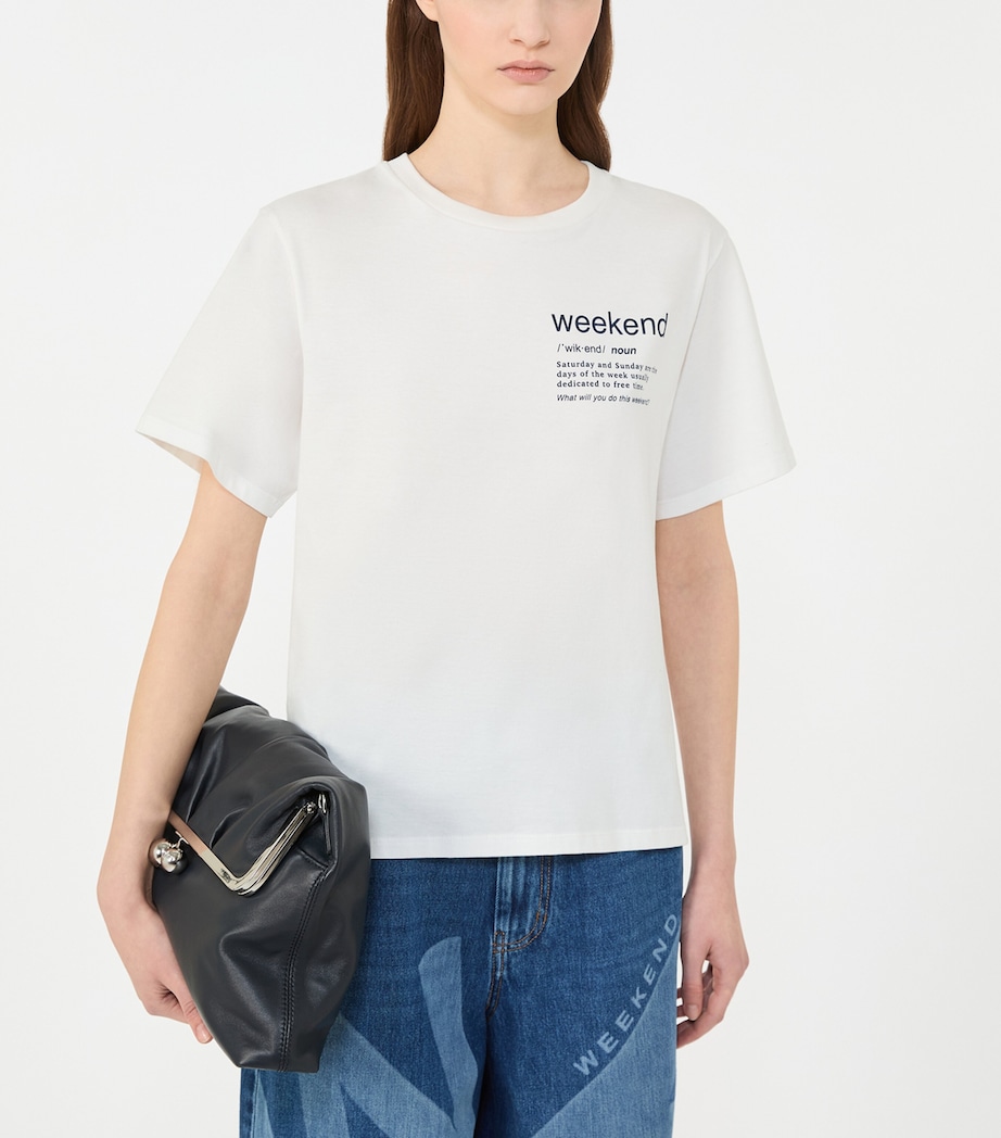 Weekend Max Mara Womens Cotton Logo T-Shirt White Image 4