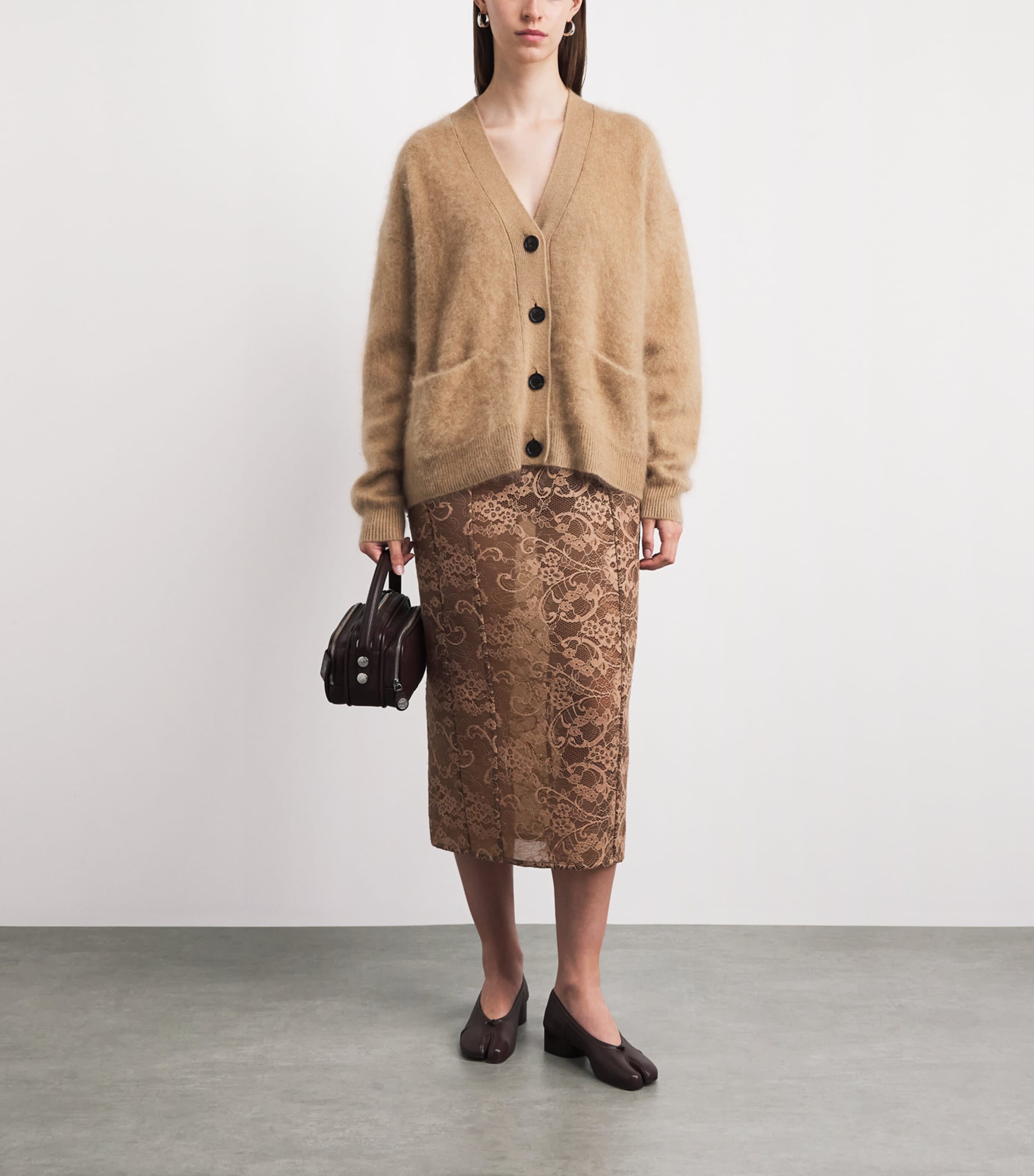 Acne Studios Womens Cashmere Relaxed Cardigan Adv Light Brown Image 2