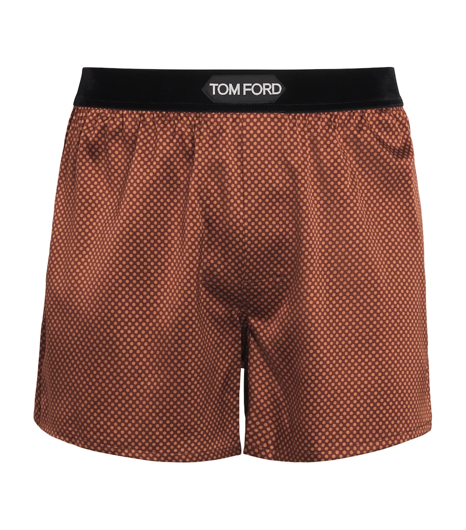 Stretch-Silk Polka-Dot Boxers 218CHOCOLATE/CARAMEL Image 1