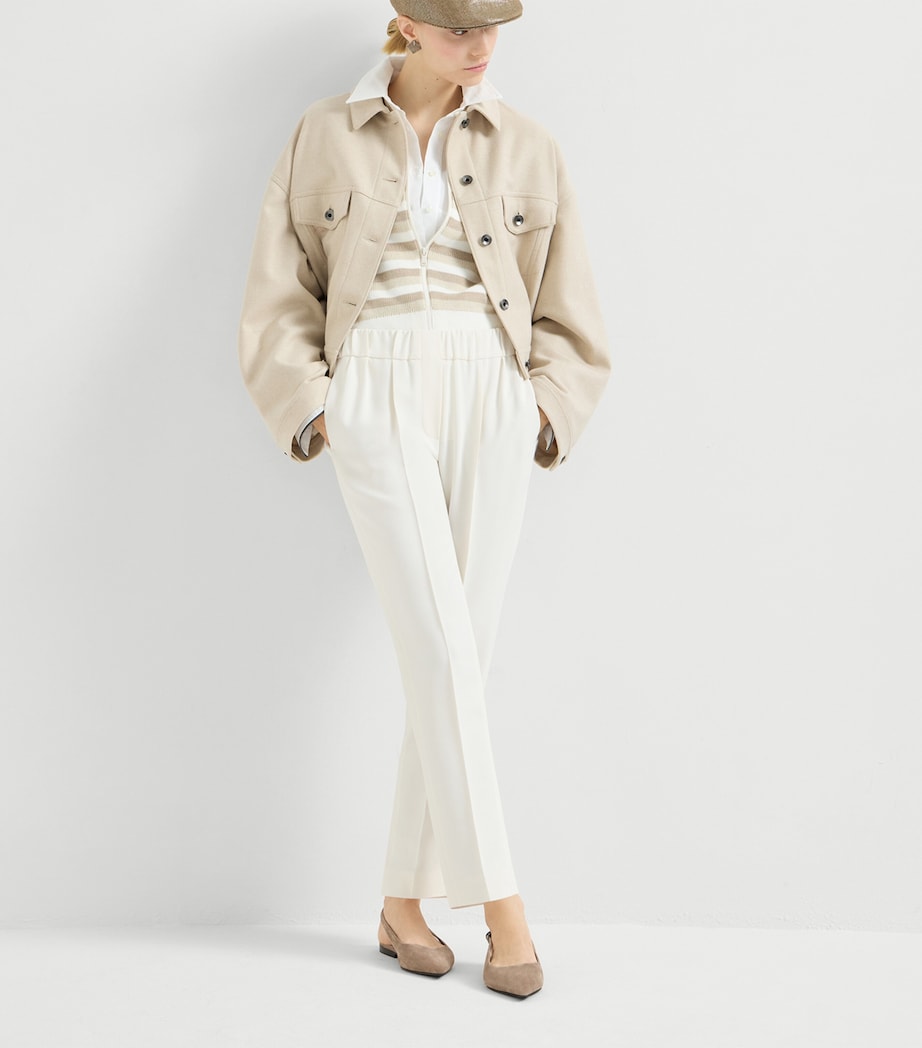 Brunello Cucinelli Womens Crepe Slim Trousers Image 4