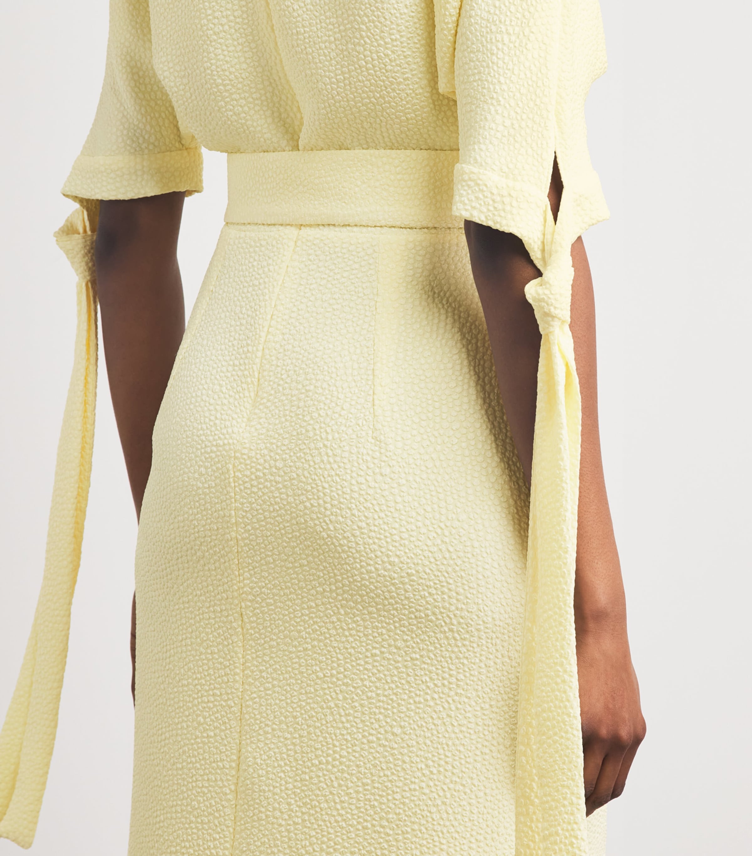 Edeline Lee Womens Jacquard Belted Pedernal Midi Dress Lem/lemon Image 3