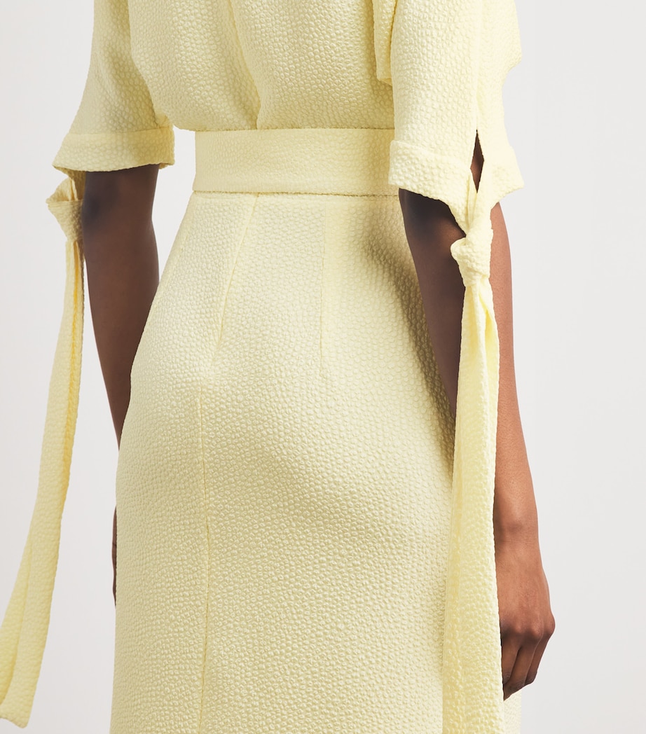 Edeline Lee Womens Jacquard Belted Pedernal Midi Dress Lem/lemon Image 3
