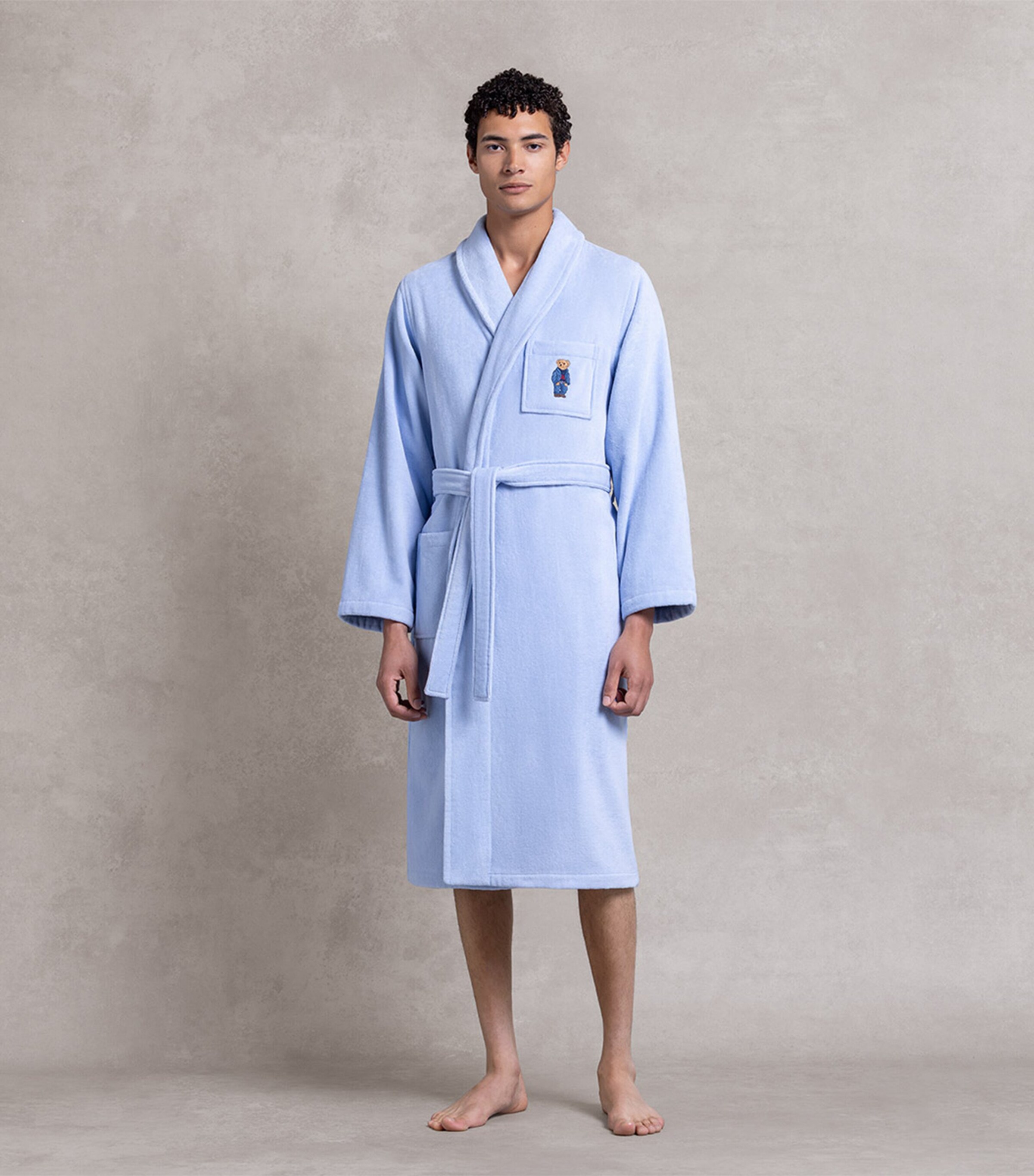 Ralph Lauren Home Denim Bear Robe (Large) Office Blue Image 3