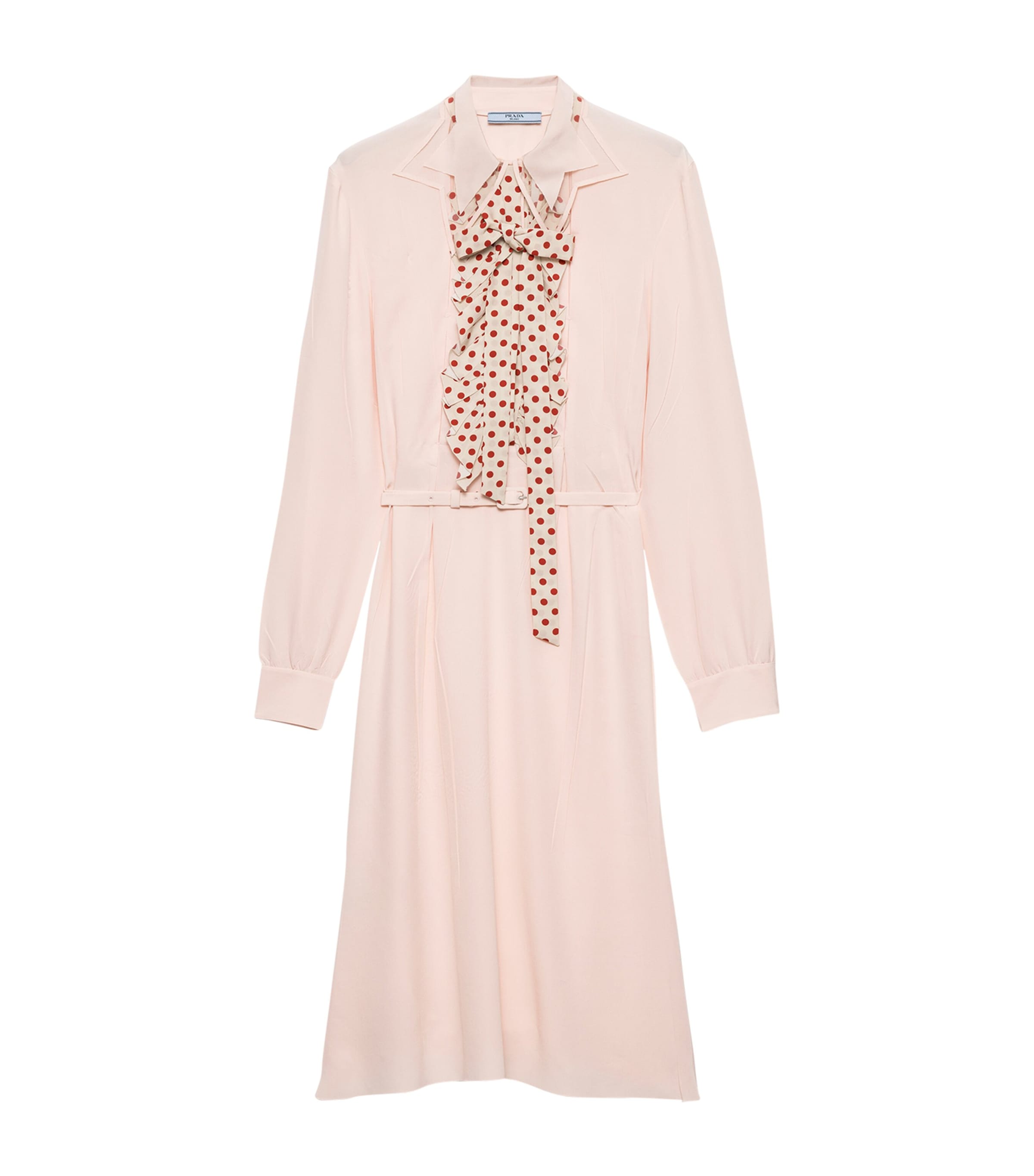Prada Womens Silk Embroidered Marocain Midi Dress Pink Image 1