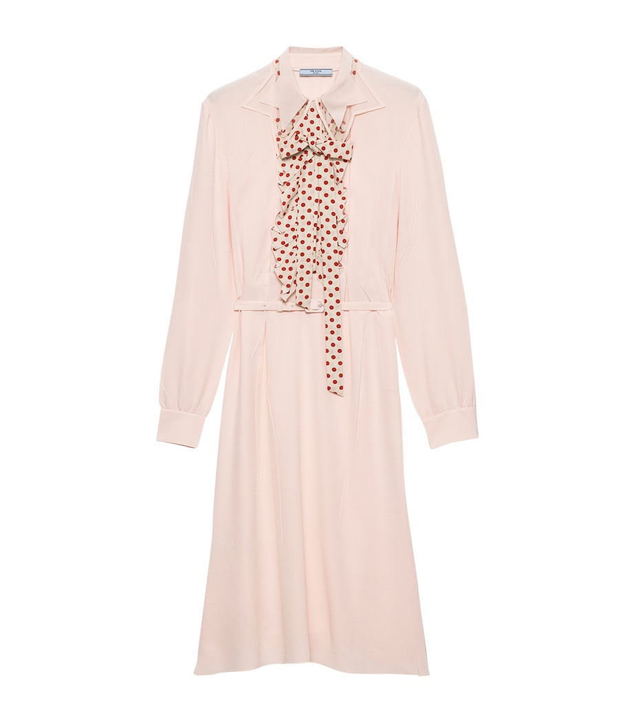 Prada Womens Silk Embroidered Marocain Midi Dress Pink Image 1
