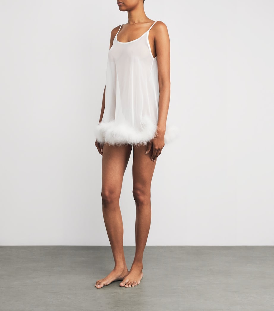 Silk Feather-Trim Sheer Diana Babydoll Nightdress IVORY Image 2