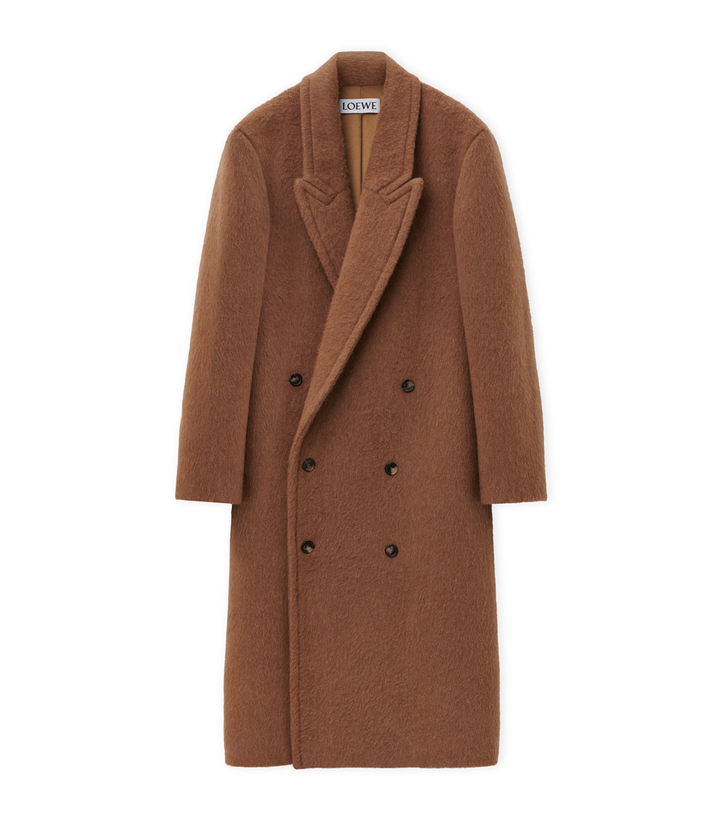 Loewe Double-breasted Overcoat In Beige