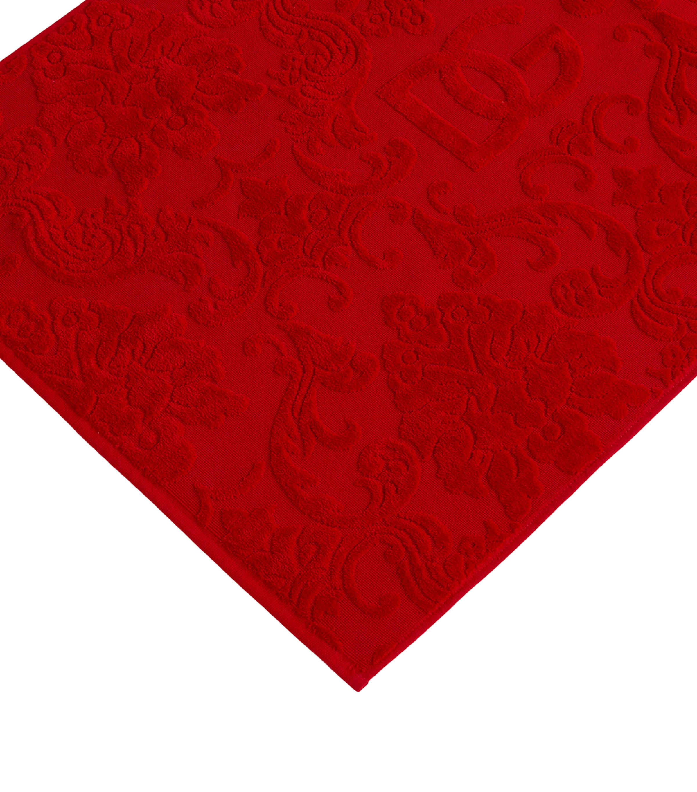 Dolce&Gabbana Casa Cotton Jacquard Bath Mat (87cm x 54cm) Rosso Image 3