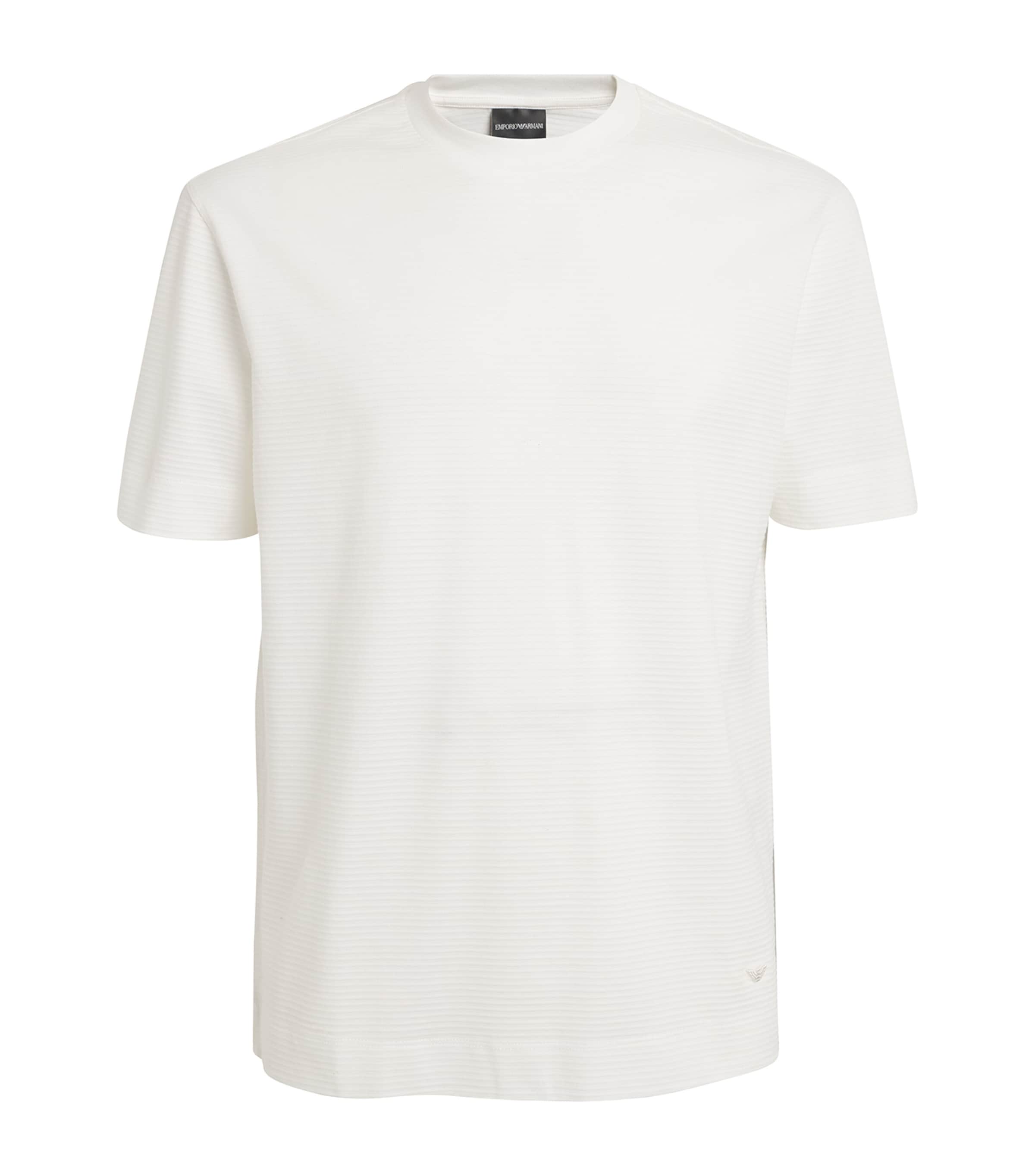 Emporio Armani White T-shirt With Logo On The Front Tone-on-tone In Cotton Man