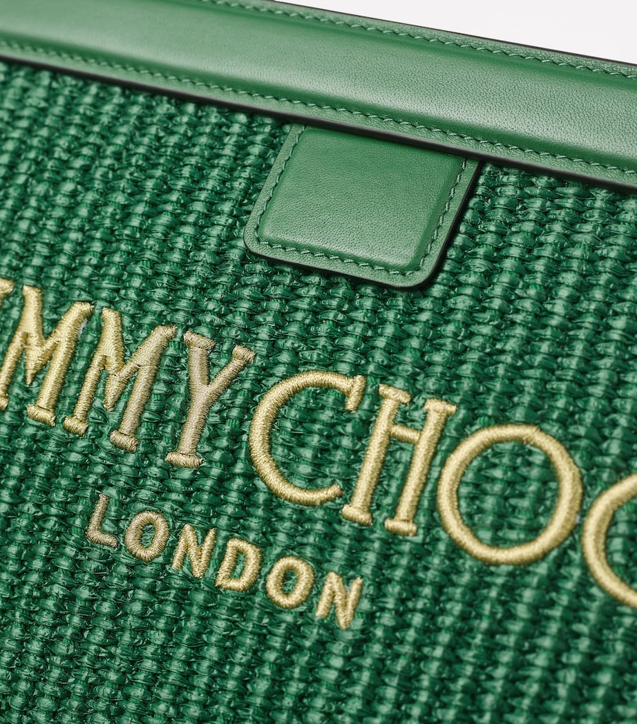 Raffia Leather-Trim Avenue Pouch DARK GREEN/GOLD/LIGH Image 2