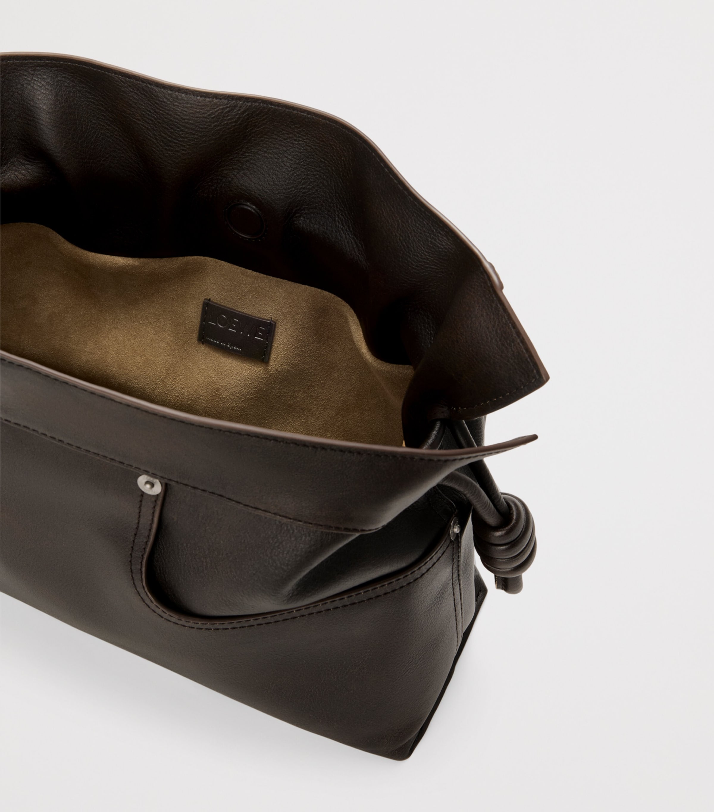 ハナゴエ LOEWE Brown Medium Calfskin Flamenco Panta Clutch Bag | Harrods US