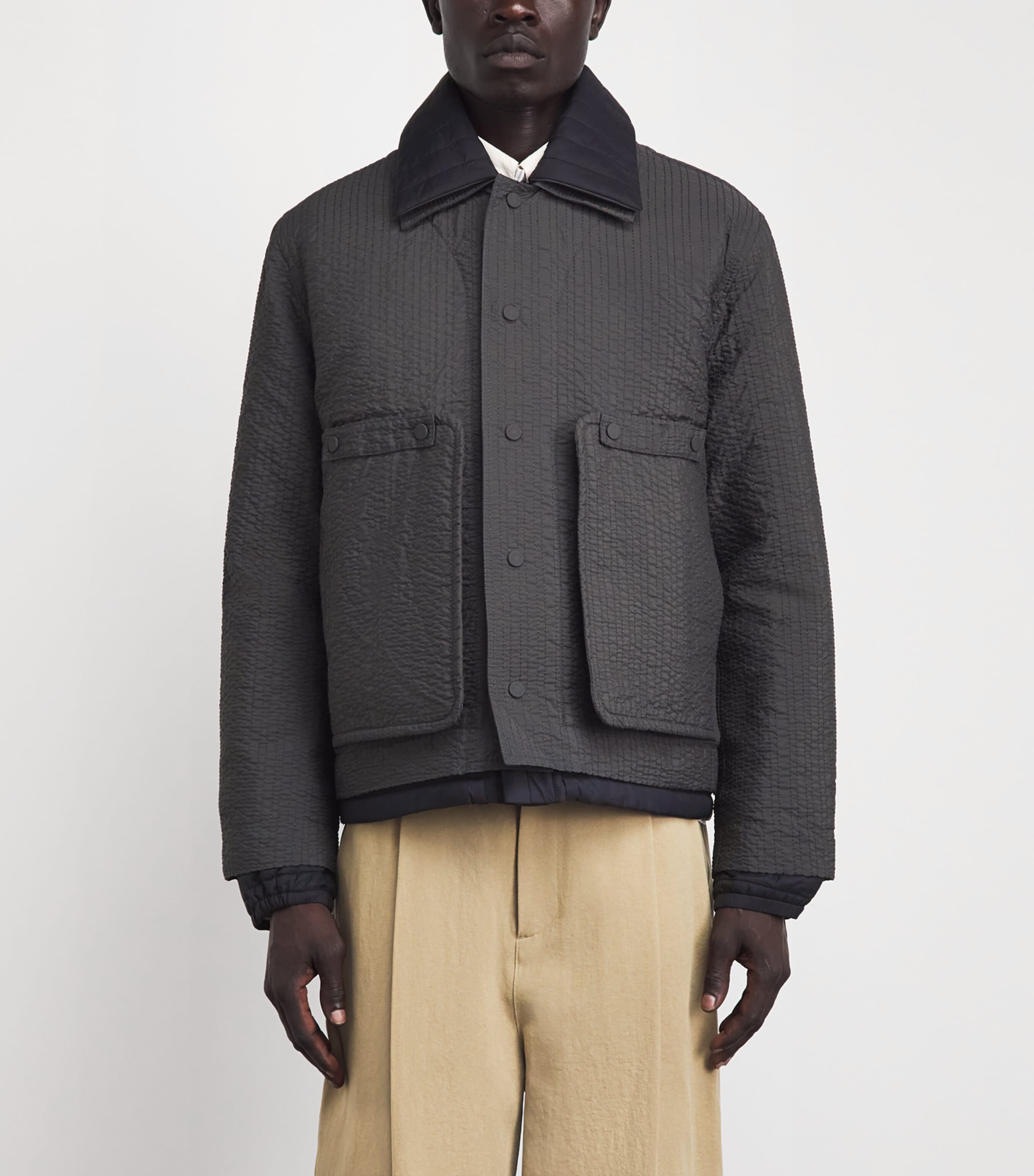 Craig Green Mens Double Quilted Workwear Jacket Grey/ Black Image 4