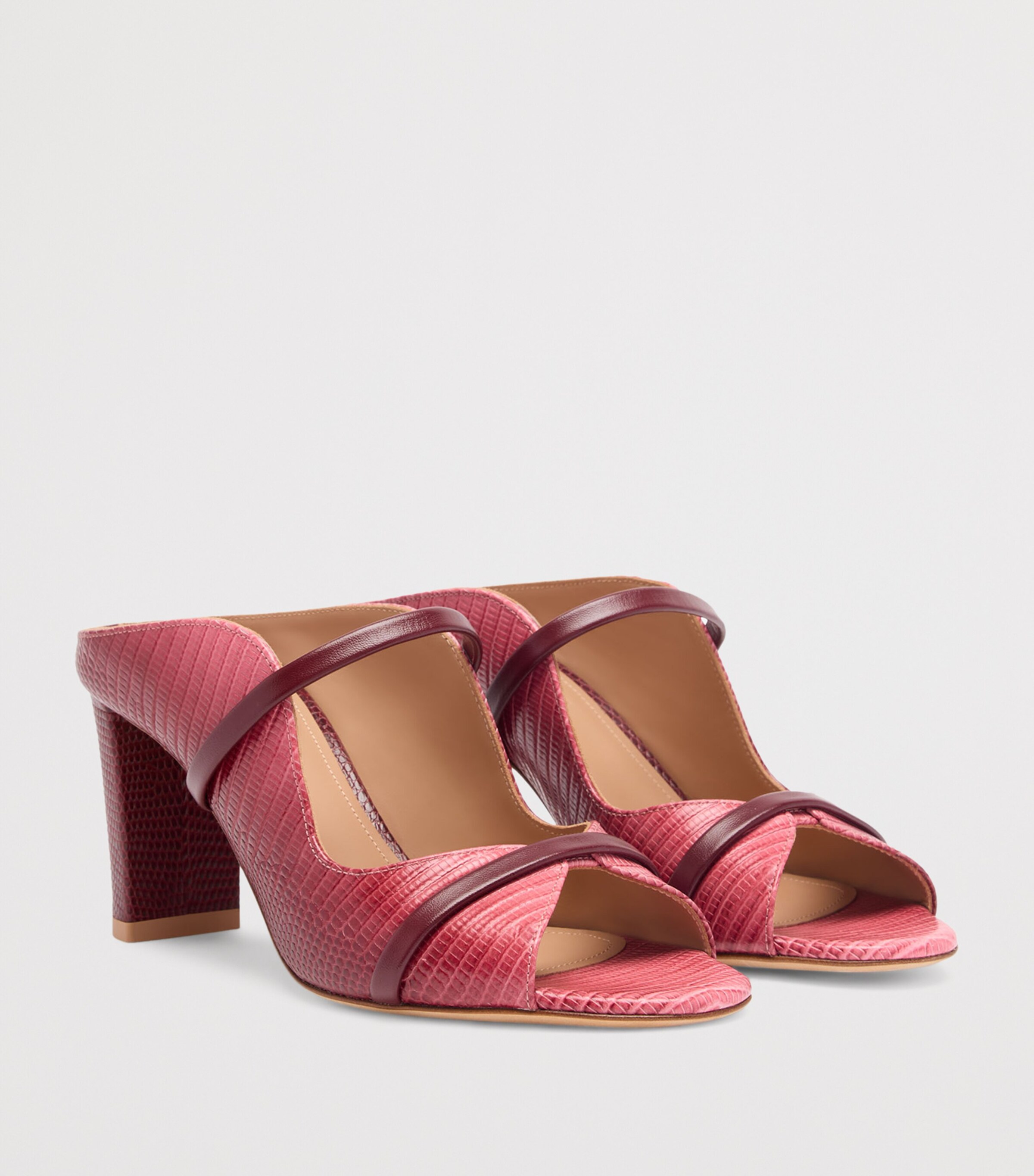 Malone Souliers Embossed Leather Norah Sandals 70 Rosewood Image 3