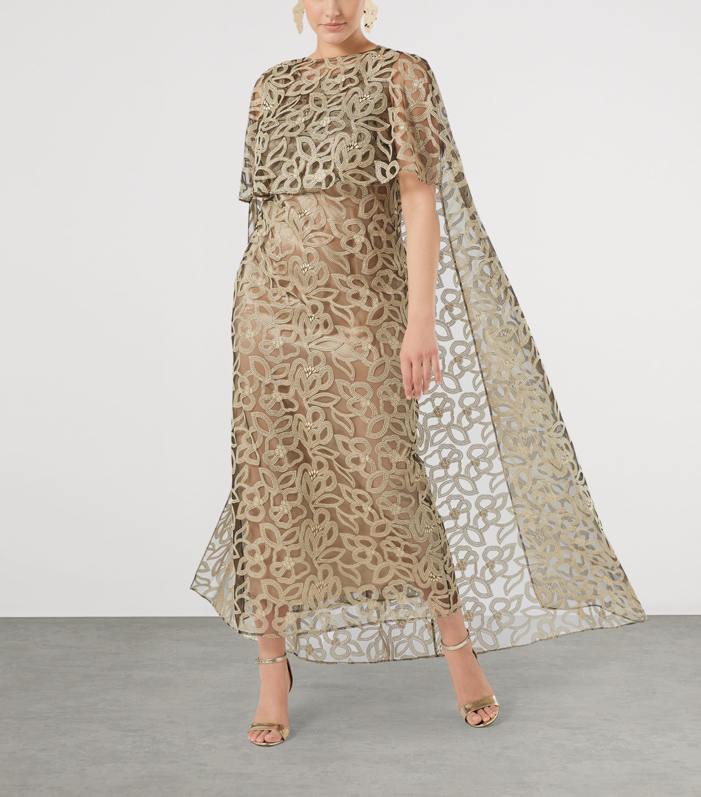 Marina Rinaldi Womens Tulle Embroidered Cape Black Image 2