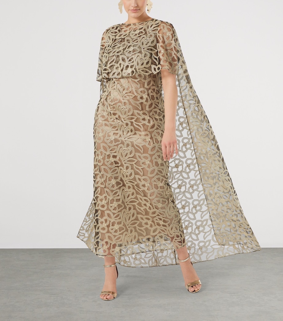 Marina Rinaldi Womens Tulle Embroidered Cape Black Image 2