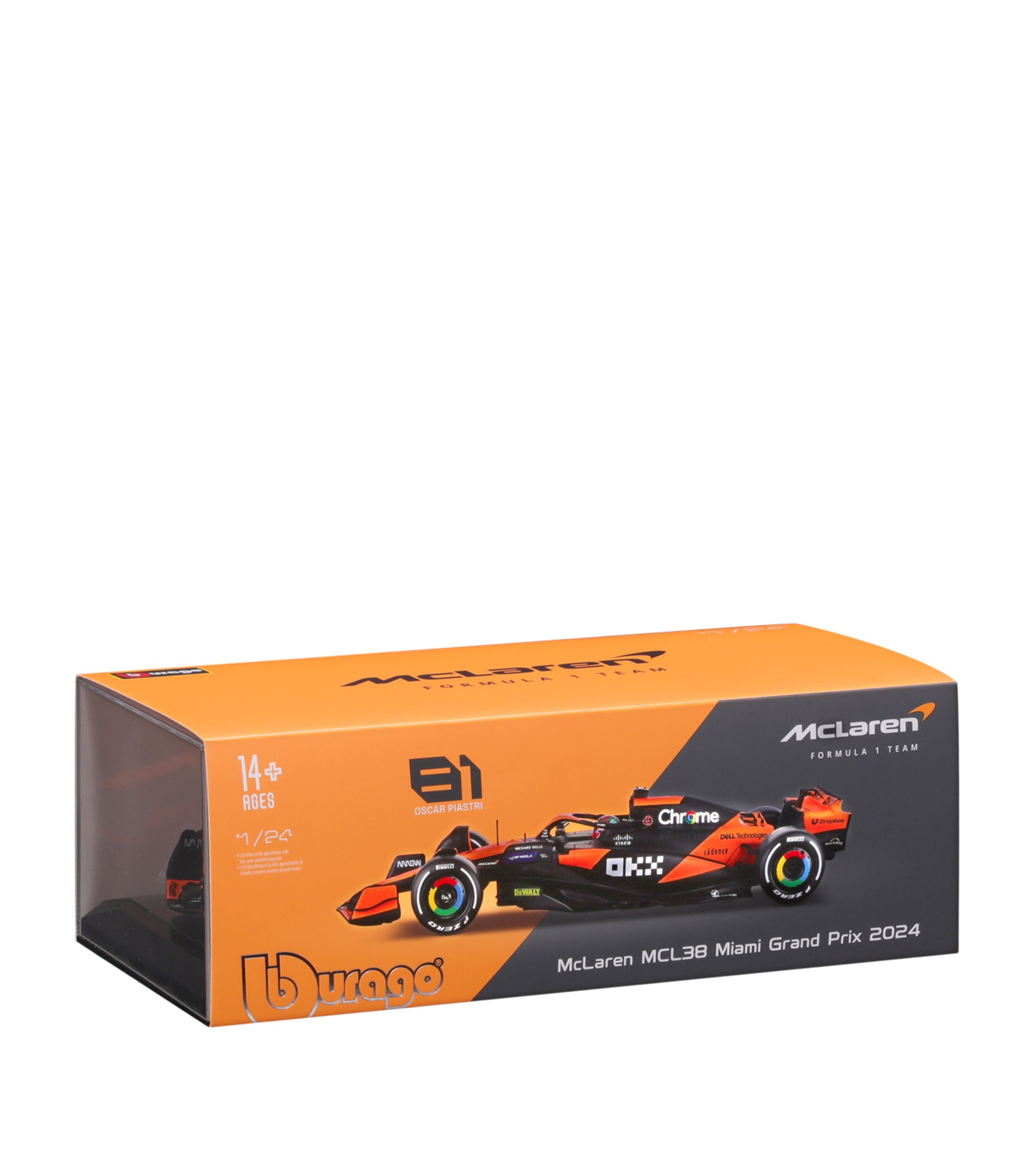 Bburago McLaren F1 MCL38 Oscar Piastri 2024 1:24 Model Image 7