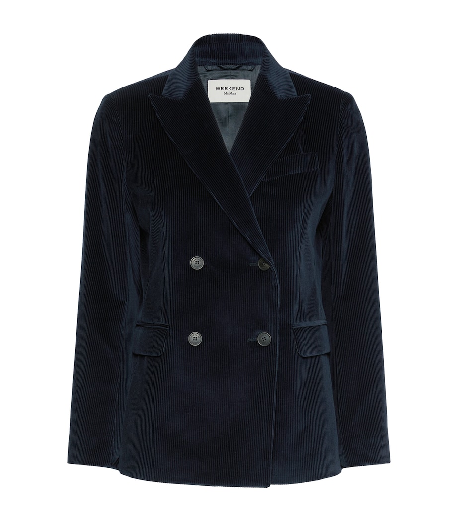 Weekend Max Mara Womens Corduroy Double-Breasted Blazer Navy Image 1