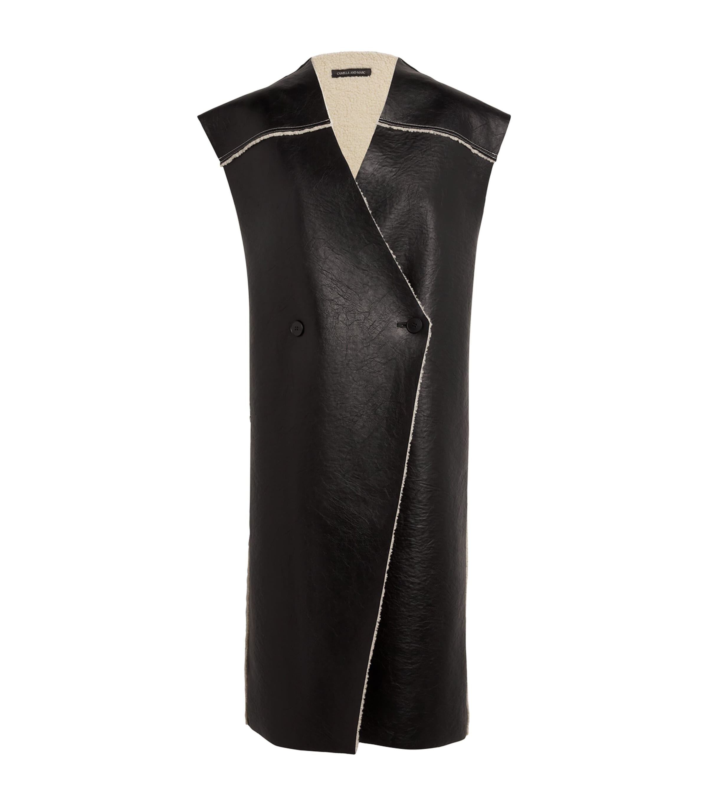 Camilla And Marc Reversible Oswald Long Vest In Black