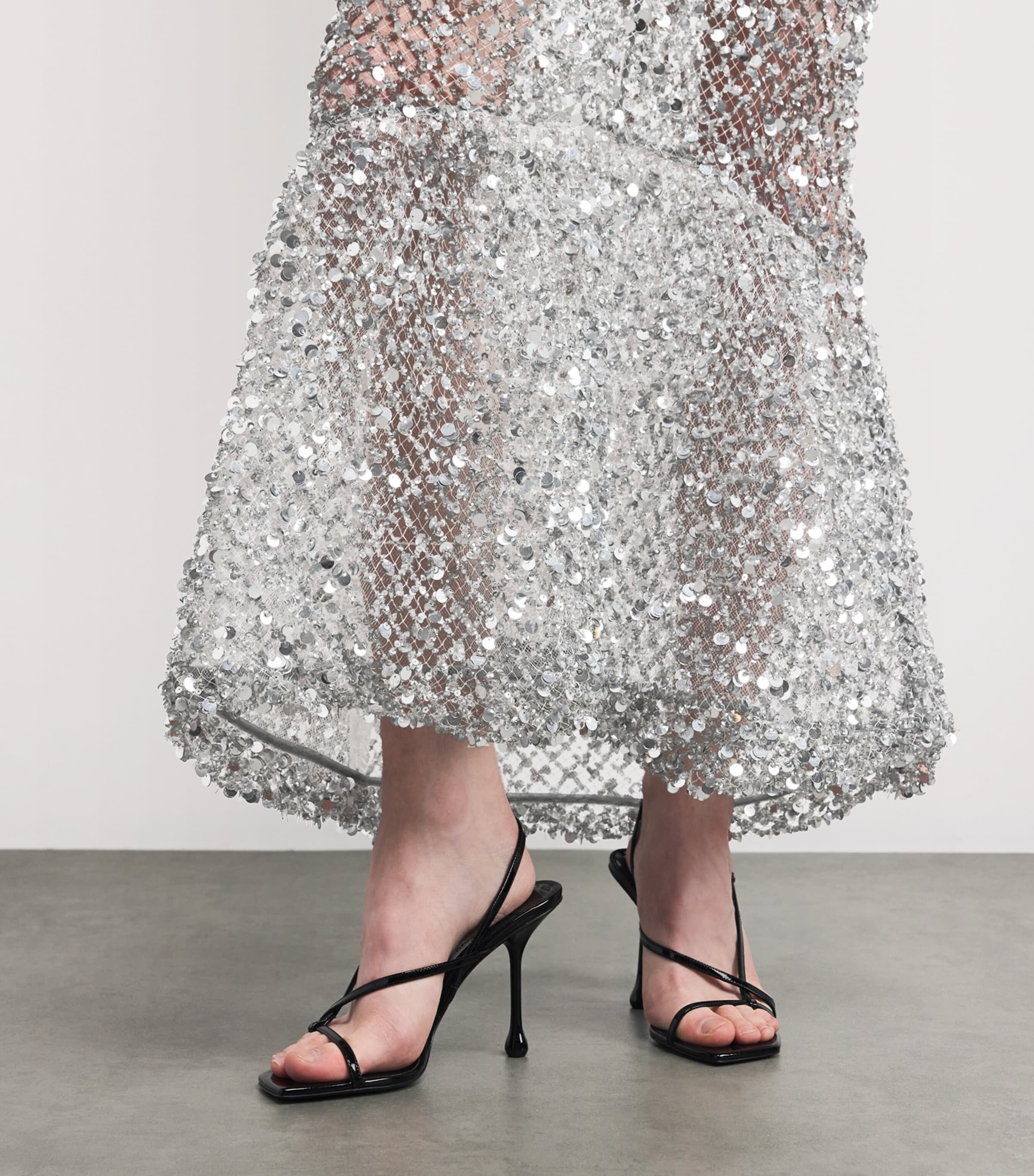 Sequinned Fishtail Midi Dress 042 SILVER Image 4