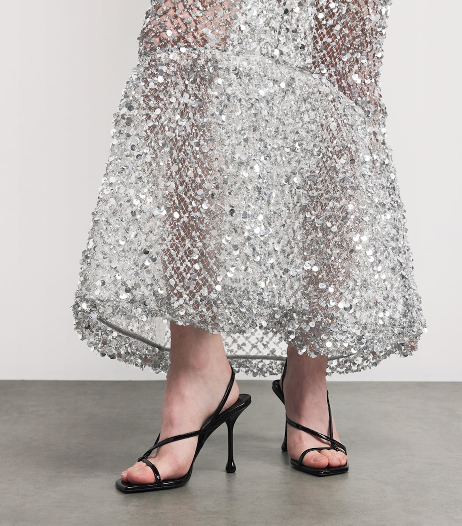 Sequinned Fishtail Midi Dress 042 SILVER Image 4