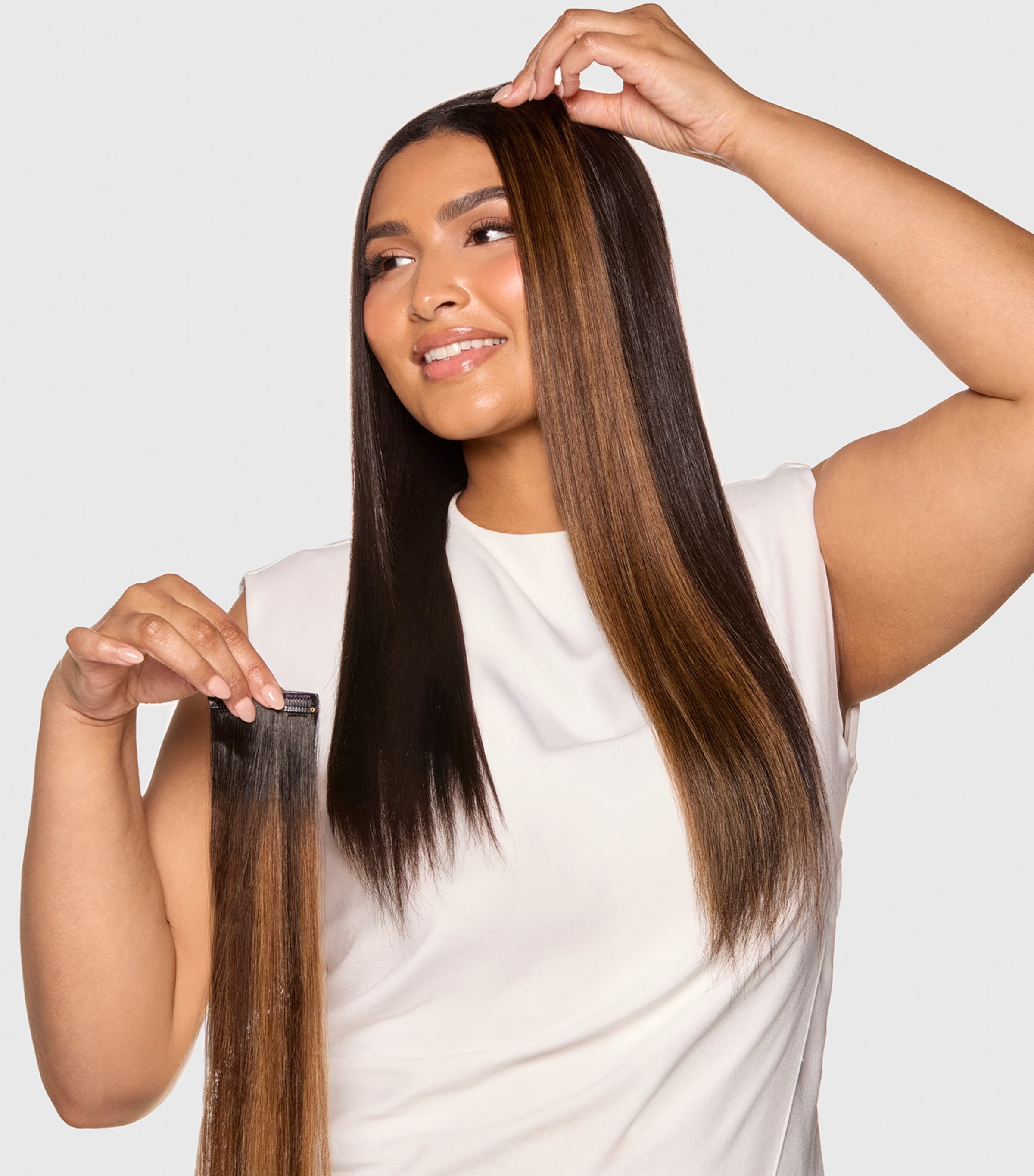 Beauty Works x Huda BARELY THERE Mix & Match Minis Clip-In Hair Extensions (20") RAVEN Image 6