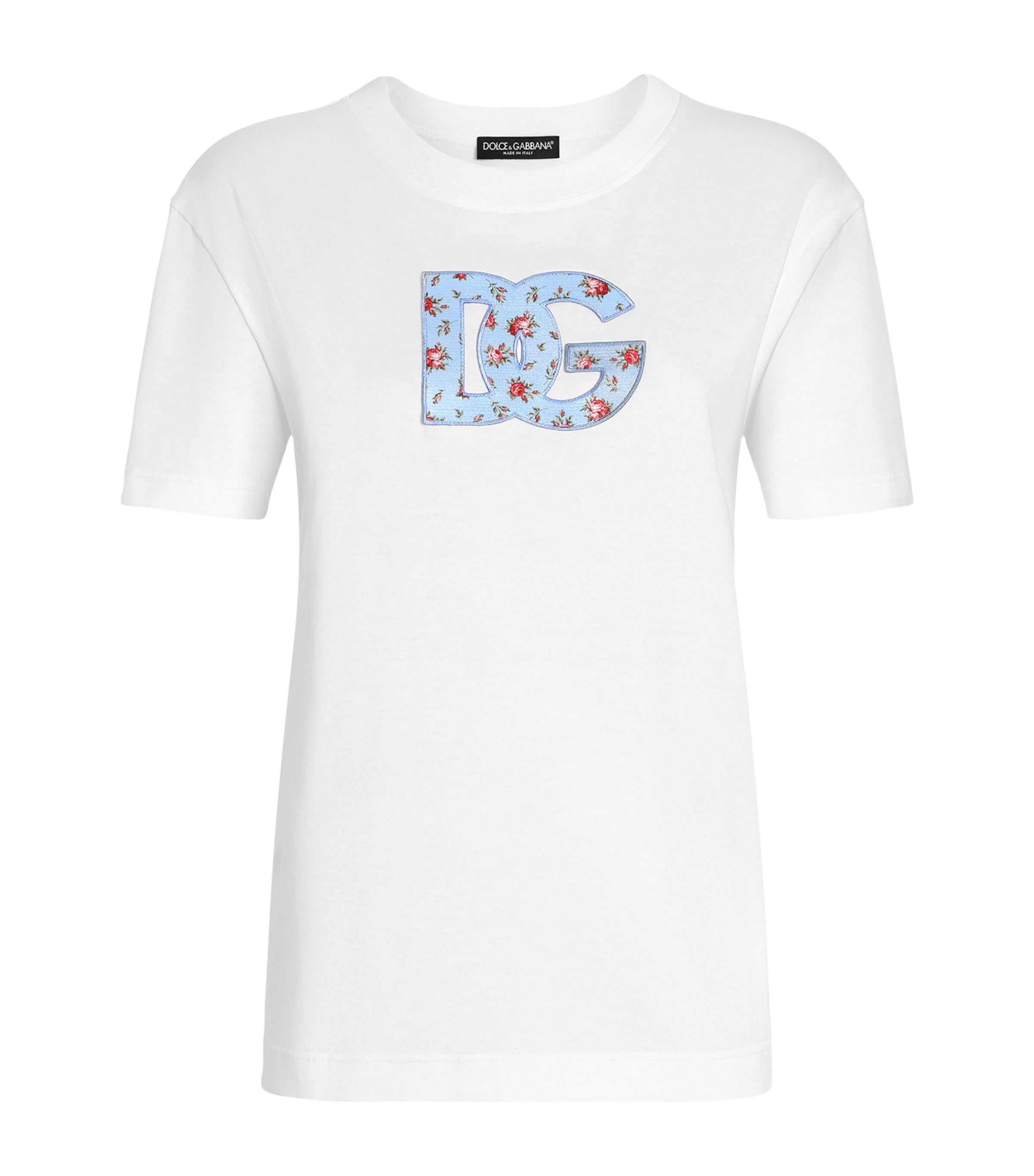 Dolce&Gabbana Womens Cotton DG Millennials Appliqué T-Shirt Opti Image 1